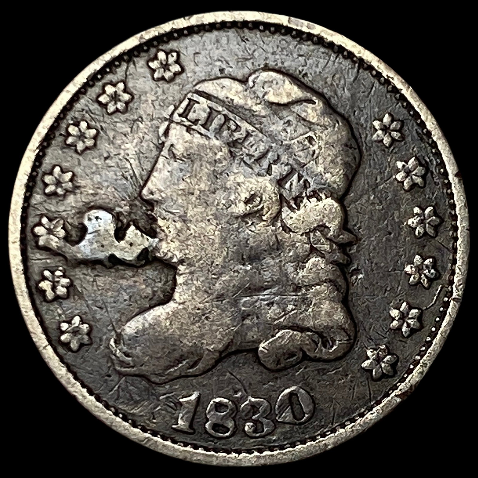 1830 Capped Bust Half Dime LIGHTLY CIRCULATED: 1830 Capped Bust Half Dime LIGHTLY CIRCULATED