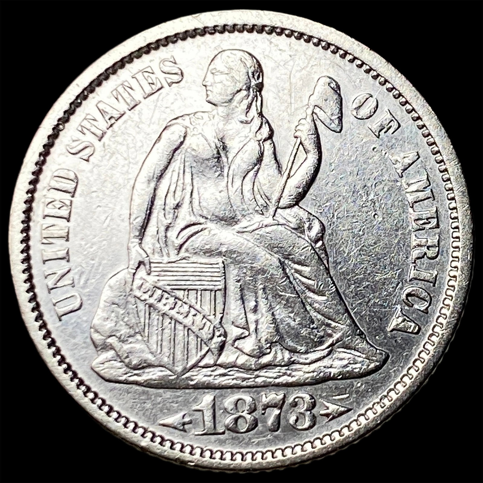 1873 Arrows Seated Liberty Dime UNCIRCULATED: 1873 Arrows Seated Liberty Dime UNCIRCULATED