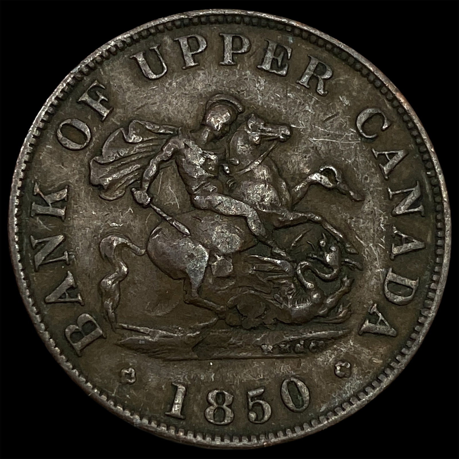 1850 Bank of Upper Canada Bronze Half Penny Token: 1850 Bank of Upper Canada Bronze Half Penny Token