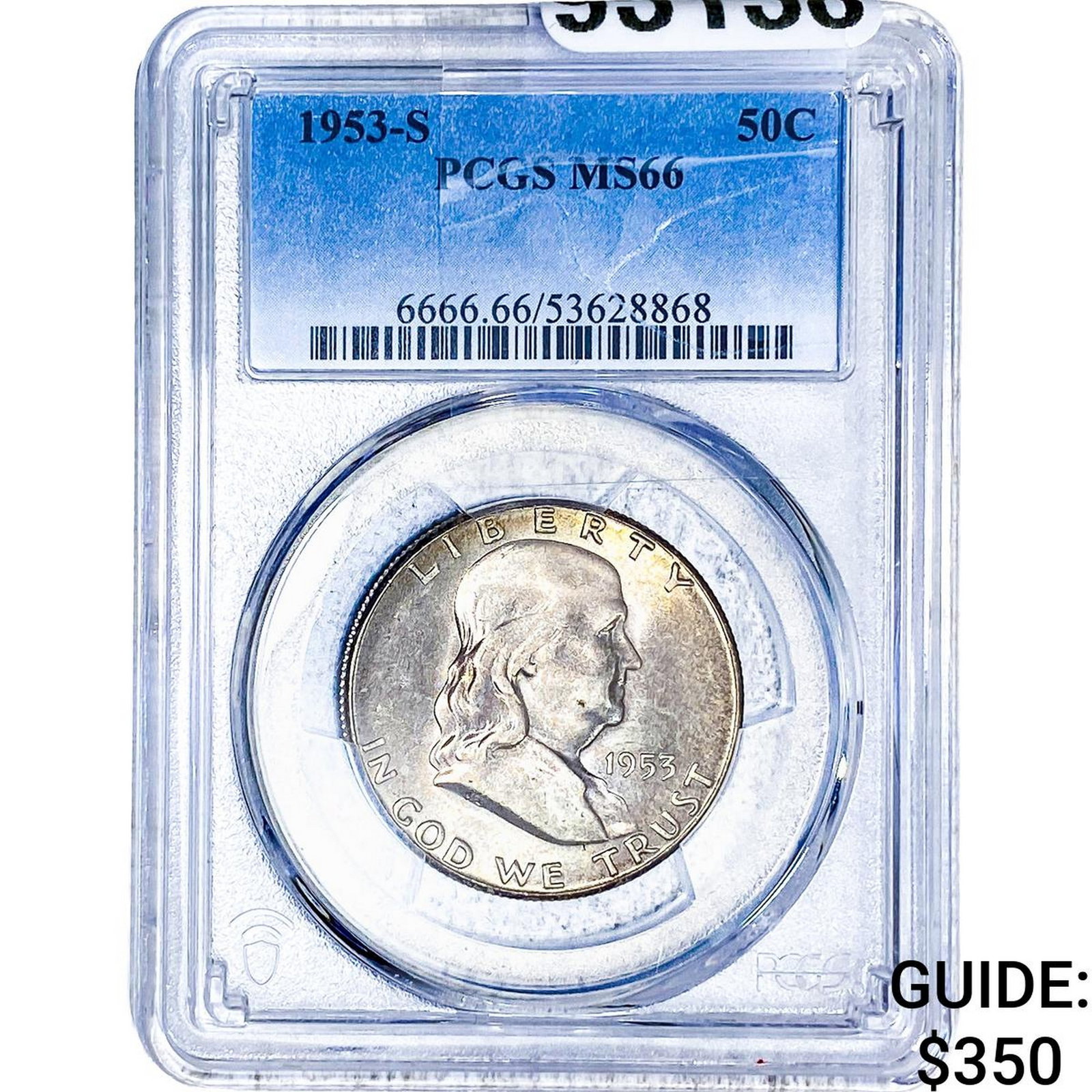 1953-S Franklin Half Dollar PCGS MS66: 1953-S Franklin Half Dollar PCGS MS66