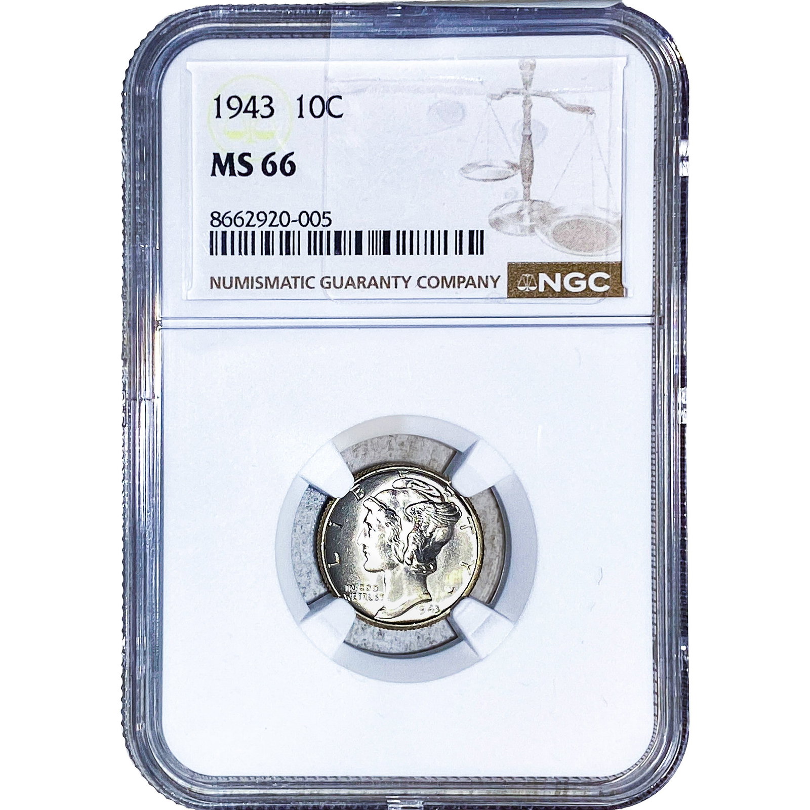 1943 Mercury Silver Dime NGC MS66: 1943 Mercury Silver Dime NGC MS66