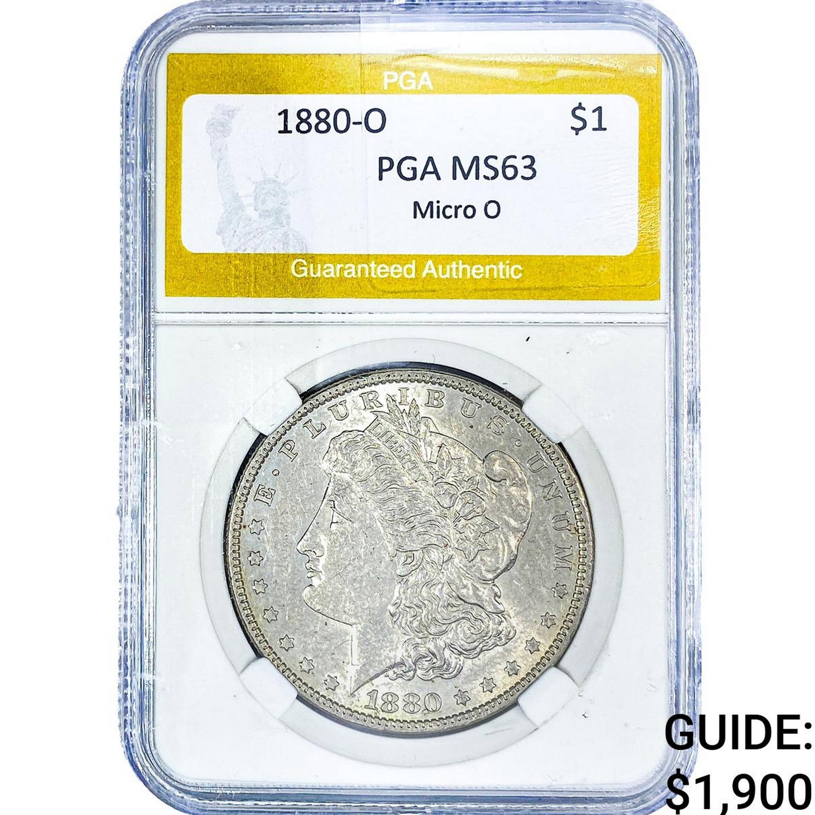 1880-O Morgan Silver Dollar PGA MS63 Micro O: 1880-O Morgan Silver Dollar PGA MS63 Micro O