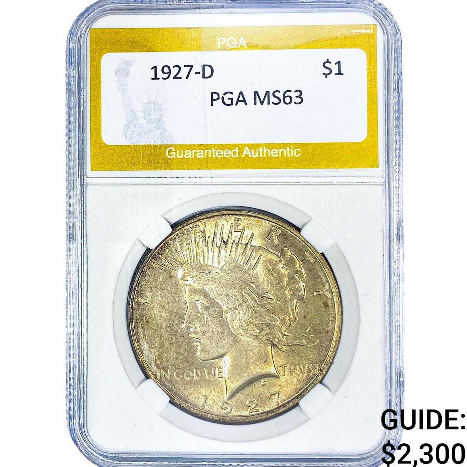 1927-D Silver Peace Dollar PGA MS63: 1927-D Silver Peace Dollar PGA MS63