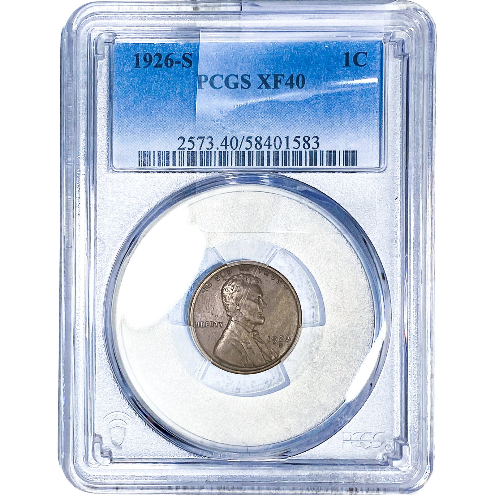 1926-S Wheat Cent PCGS XF40: 1926-S Wheat Cent PCGS XF40