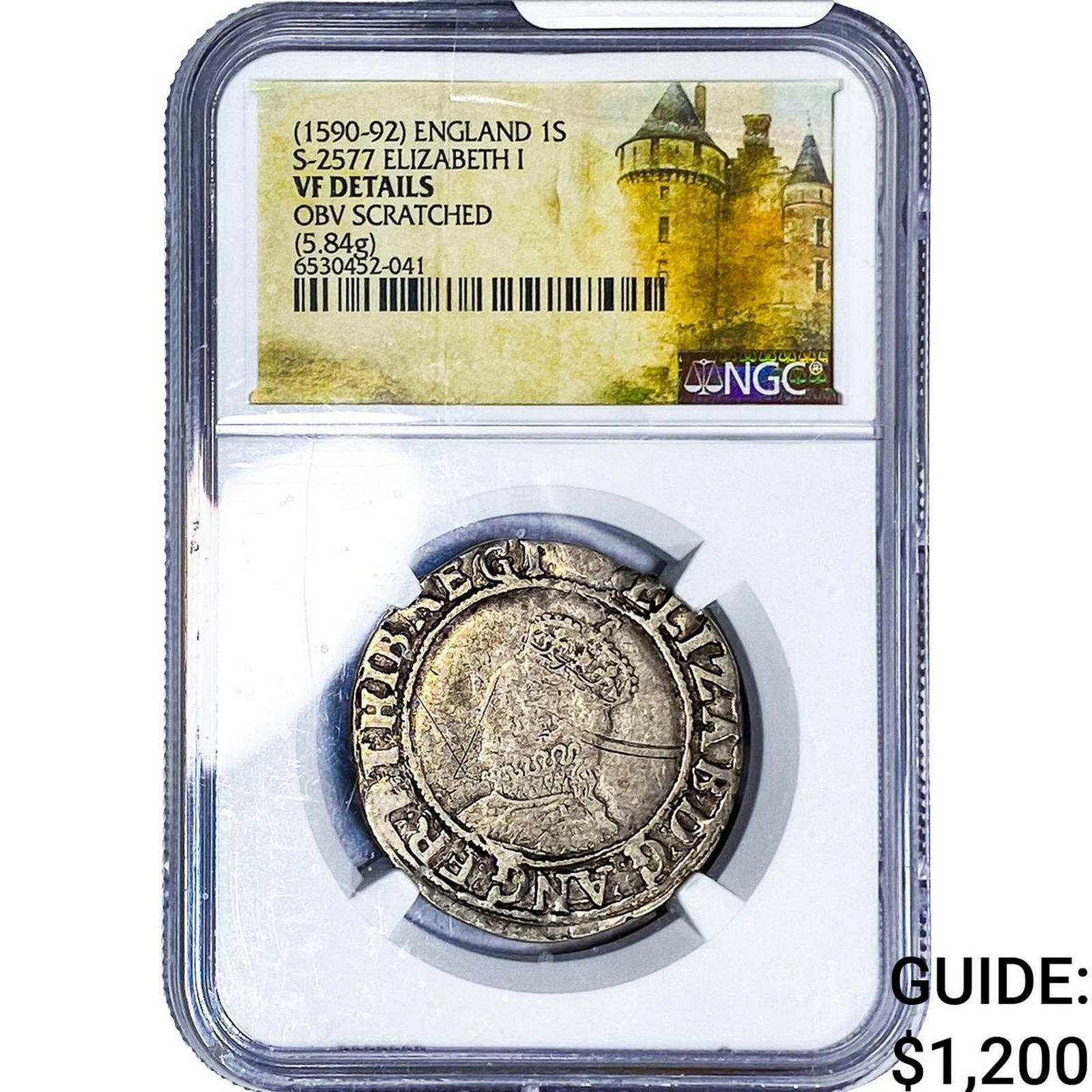 (1590-92) England Silver Shilling Elizabeth I NGC VF Detail: (1590-92) England Silver Shilling Elizabeth I NGC VF Detail