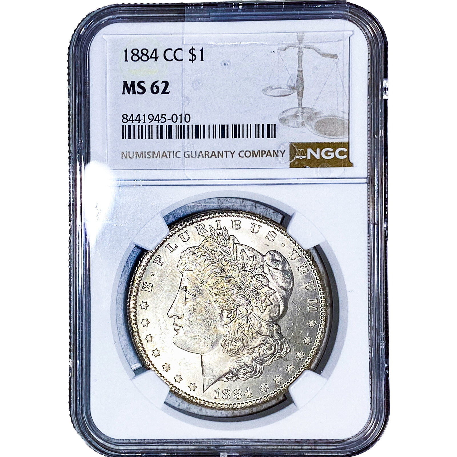 1884-CC Morgan Silver Dollar NGC MS62: 1884-CC Morgan Silver Dollar NGC MS62
