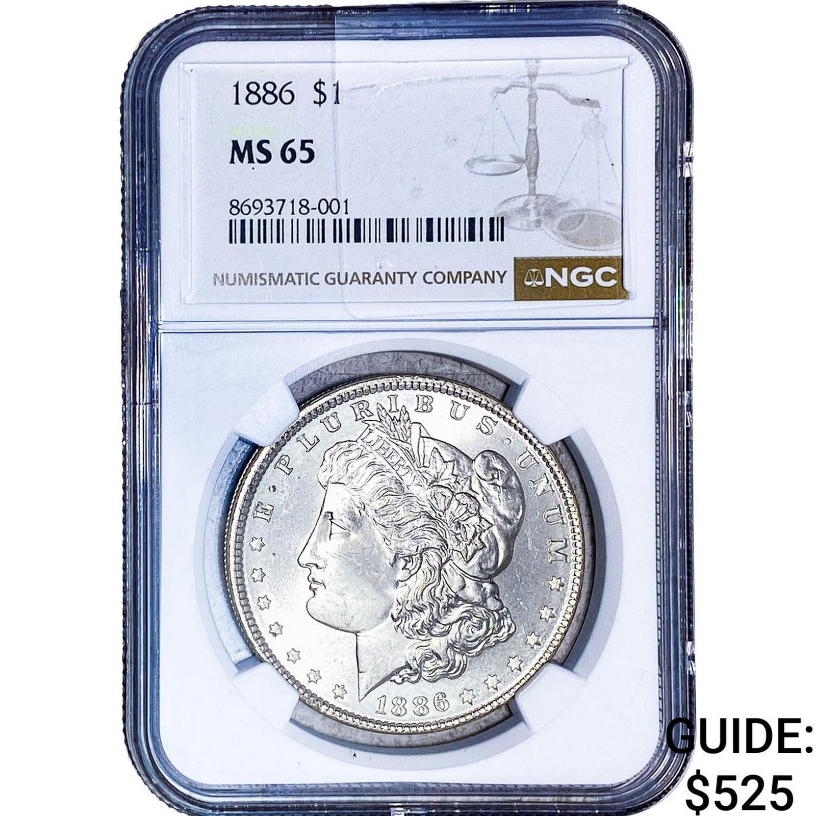 1886 Morgan Silver Dollar NGC MS65: 1886 Morgan Silver Dollar NGC MS65