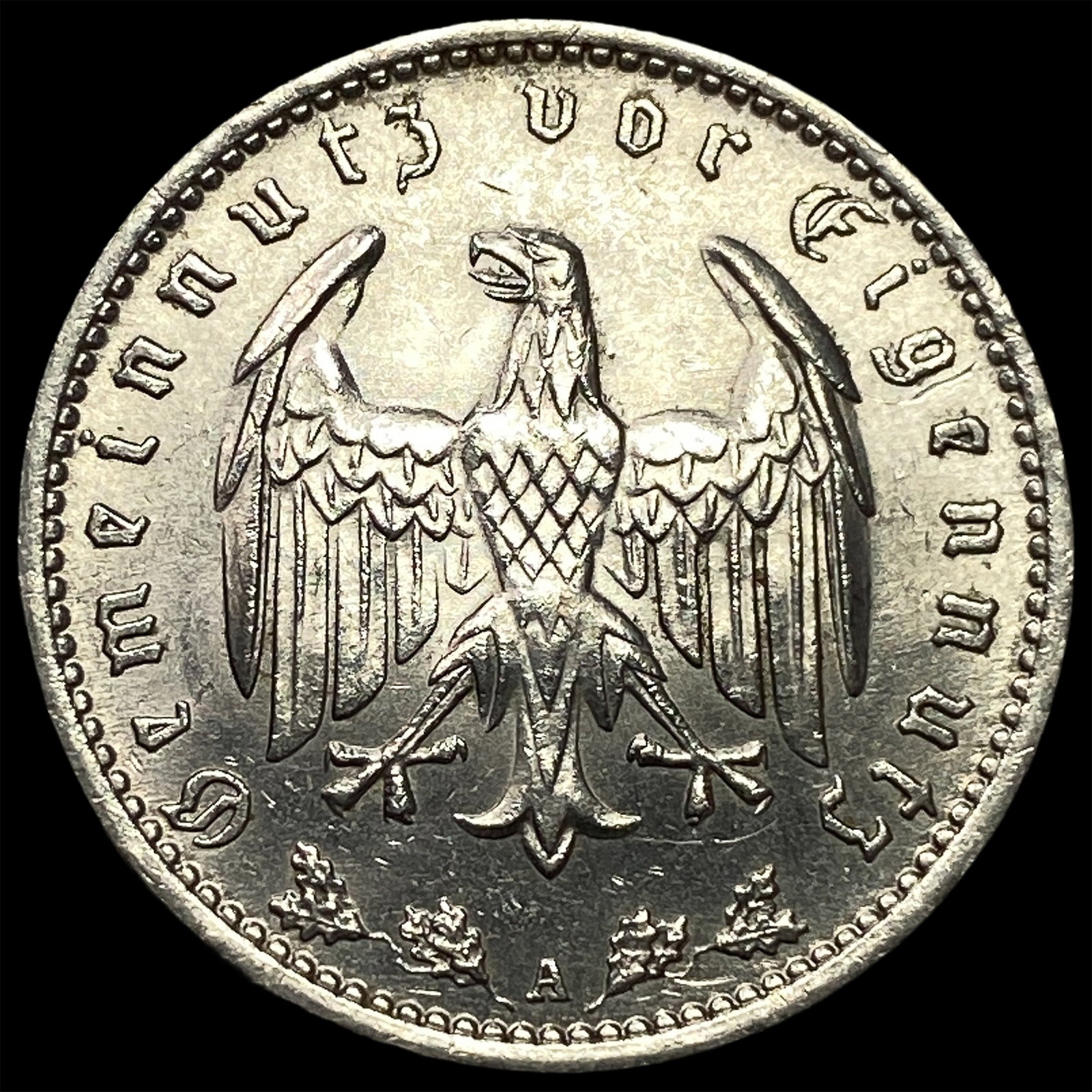1934A Germany Nickel 1 Reichsmark: 1934A Germany Nickel 1 Reichsmark