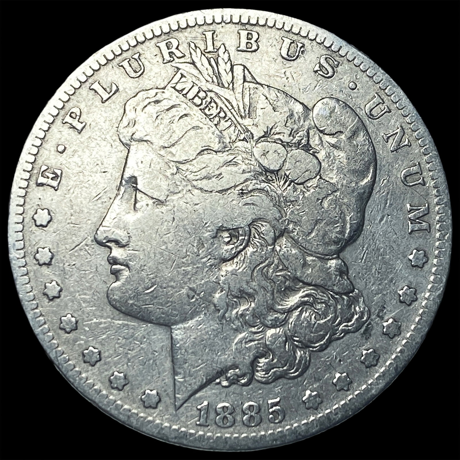 1885-S Silver Morgan Dollar ABOUT UNCIRCULATED: 1885-S Silver Morgan Dollar ABOUT UNCIRCULATED