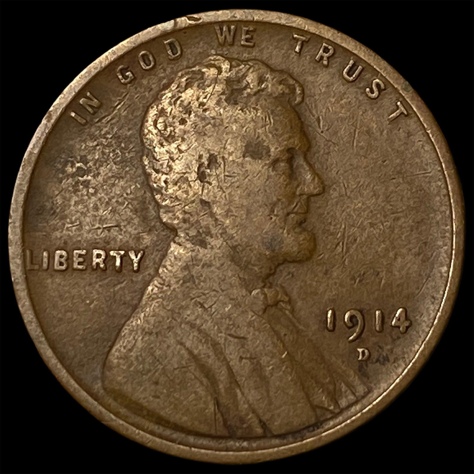 1914-D Wheat Cent ABOUT UNCIRCULATED: 1914-D Wheat Cent ABOUT UNCIRCULATED