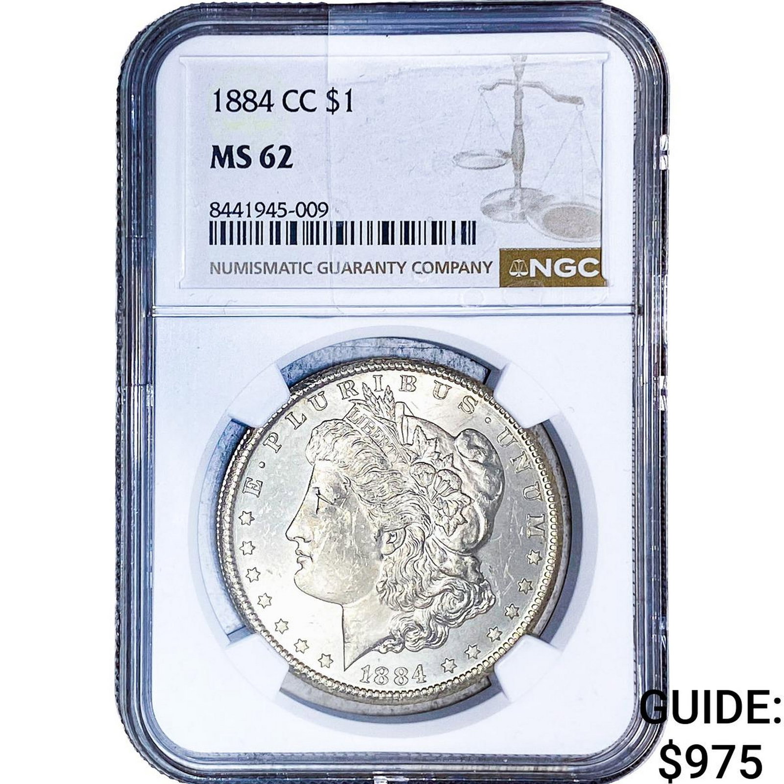 1884-CC Morgan Silver Dollar NGC MS62: 1884-CC Morgan Silver Dollar NGC MS62
