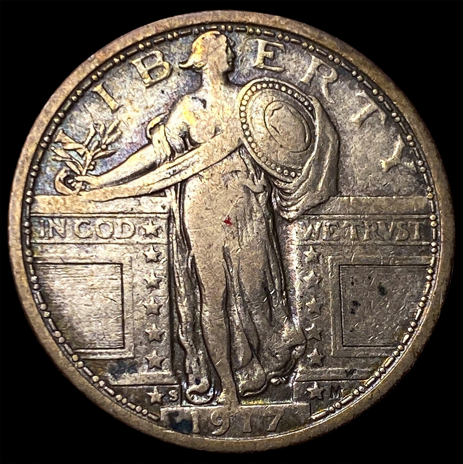 1917-S Type 1 Silver Standing Liberty Quarter LIGHTLY CIRCULATED: 1917-S Type 1 Silver Standing Liberty Quarter LIGHTLY CIRCULATED