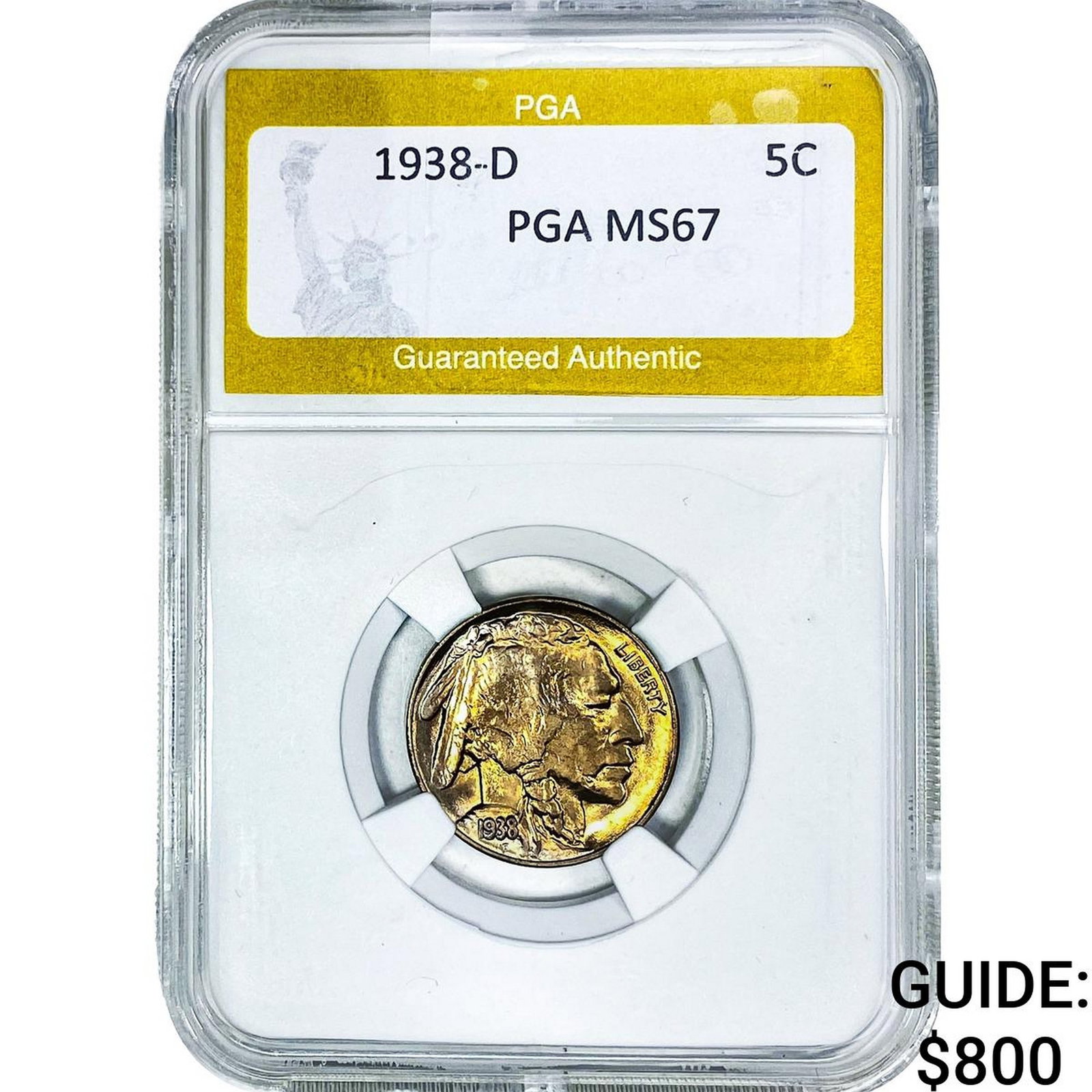 1938-D Buffalo Nickel PGA MS67: 1938-D Buffalo Nickel PGA MS67