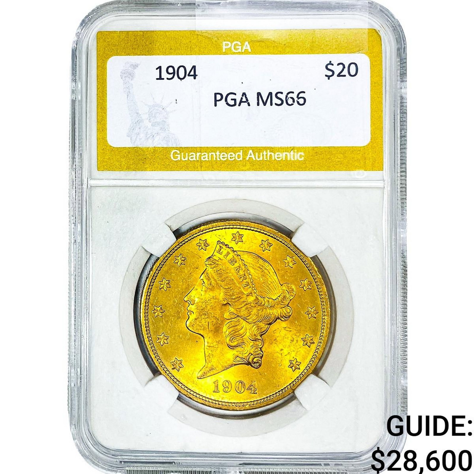 1904 $20 Gold Double Eagle PGA MS66: 1904 $20 Gold Double Eagle PGA MS66