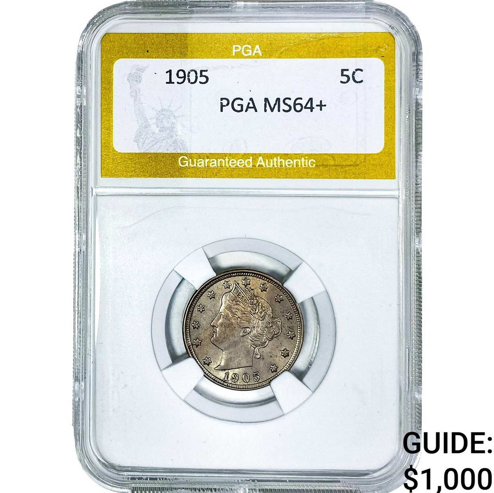 1905 Liberty Victory Nickel PGA MS64+: 1905 Liberty Victory Nickel PGA MS64+