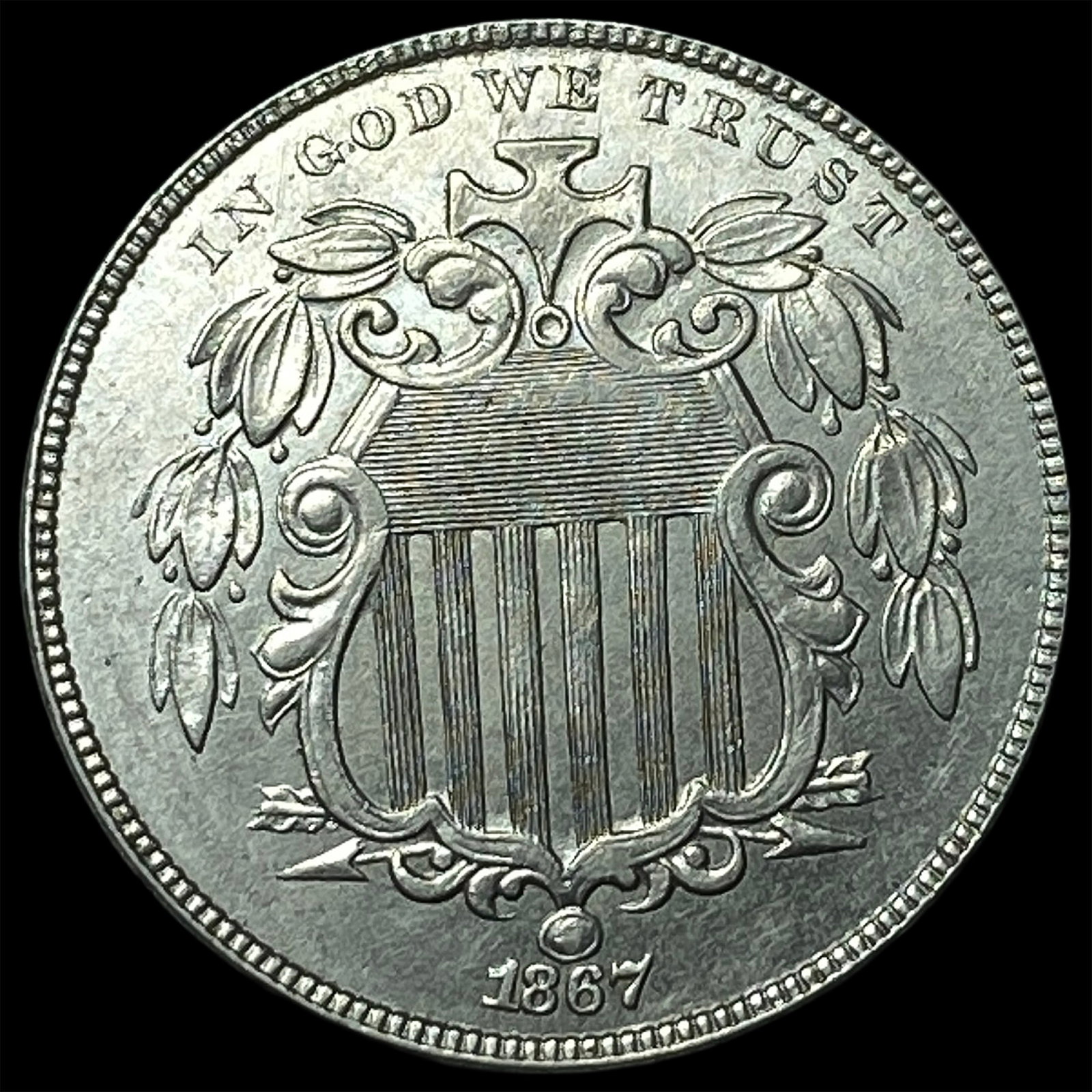 1867 Shield Nickel CLOSELY UNCIRCULATED: 1867 Shield Nickel CLOSELY UNCIRCULATED
