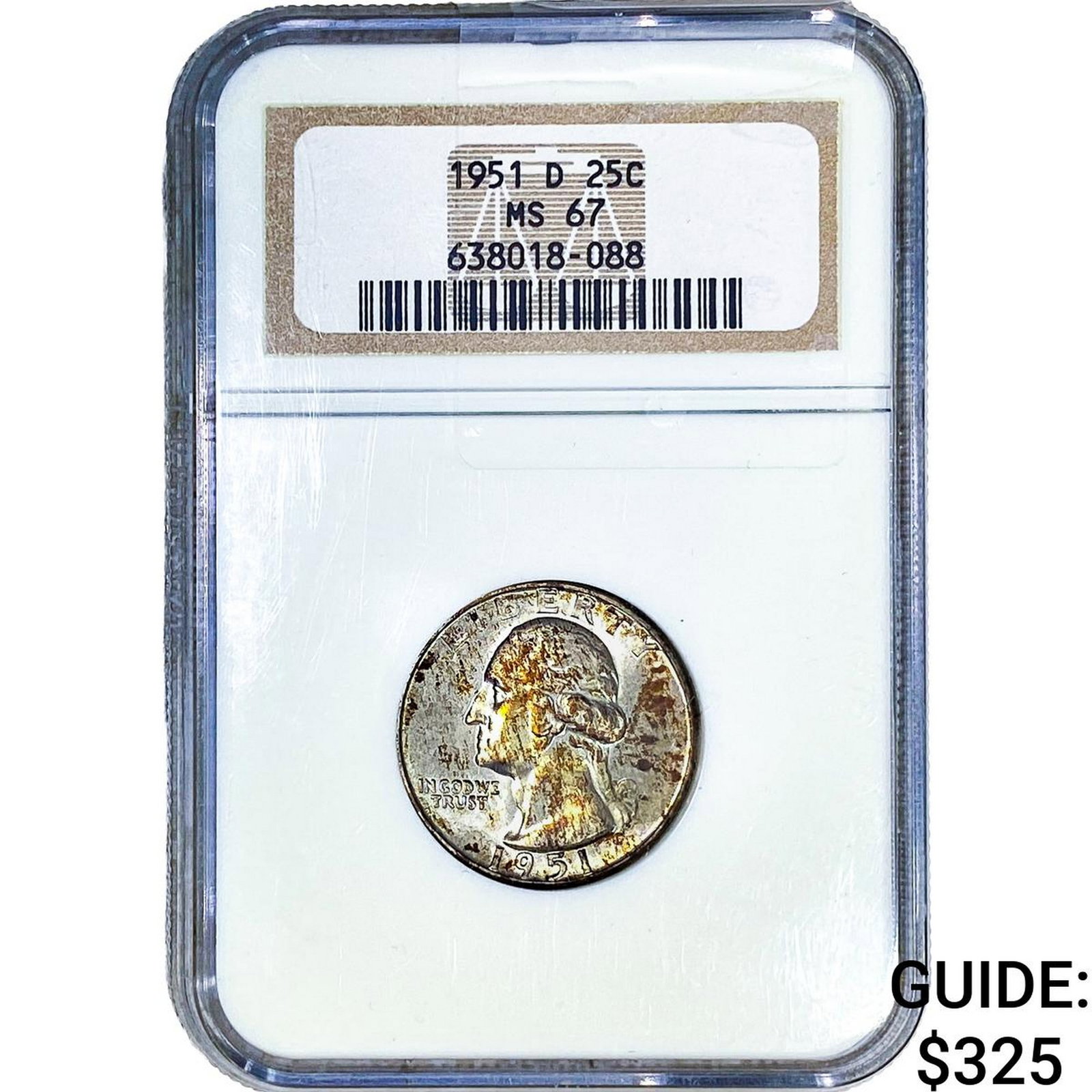 1951-D Washington Silver Quarter NGC MS67: 1951-D Washington Silver Quarter NGC MS67
