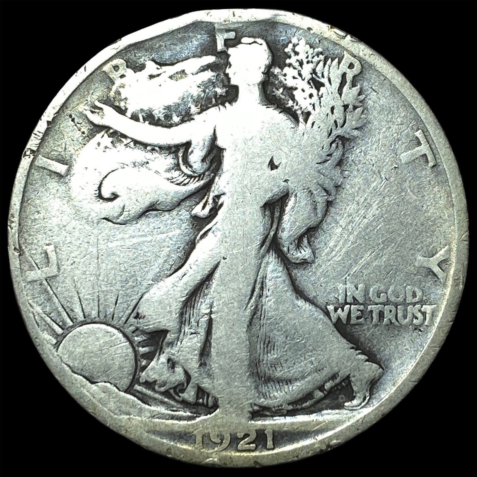 1921-D Silver Walking Liberty Half Dollar NICELY CIRCULATED: 1921-D Silver Walking Liberty Half Dollar NICELY CIRCULATED