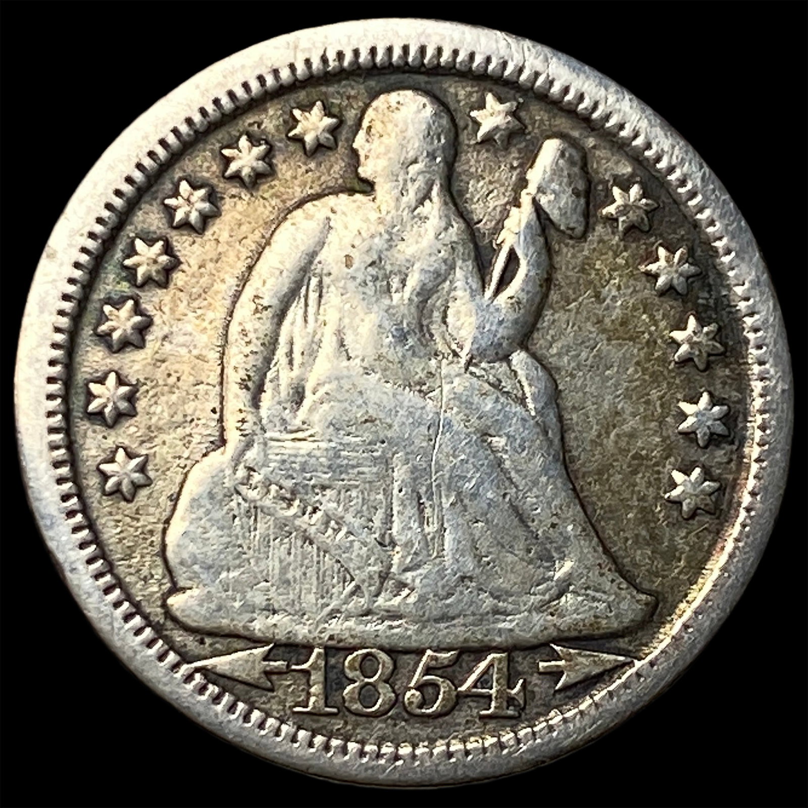 1854-O Silver Seated Liberty Dime LIGHTLY CIRCULATED: 1854-O Silver Seated Liberty Dime LIGHTLY CIRCULATED