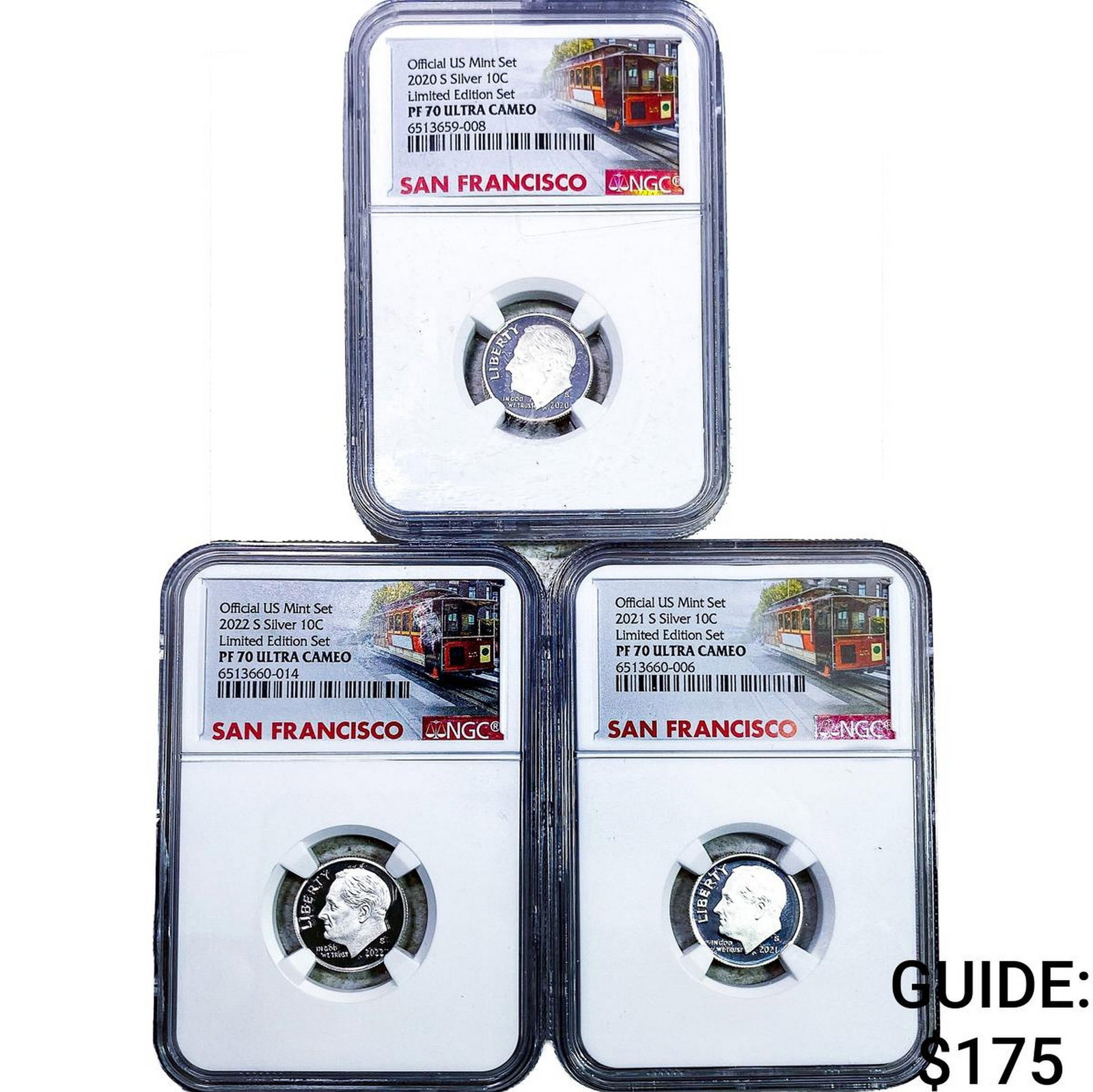 [3 Coins] 2020,2021,2022-S Roosevelt Dime NGC PF70 Ultra Cameo: [3 Coins] 2020,2021,2022-S Roosevelt Dime NGC PF70 Ultra Cameo