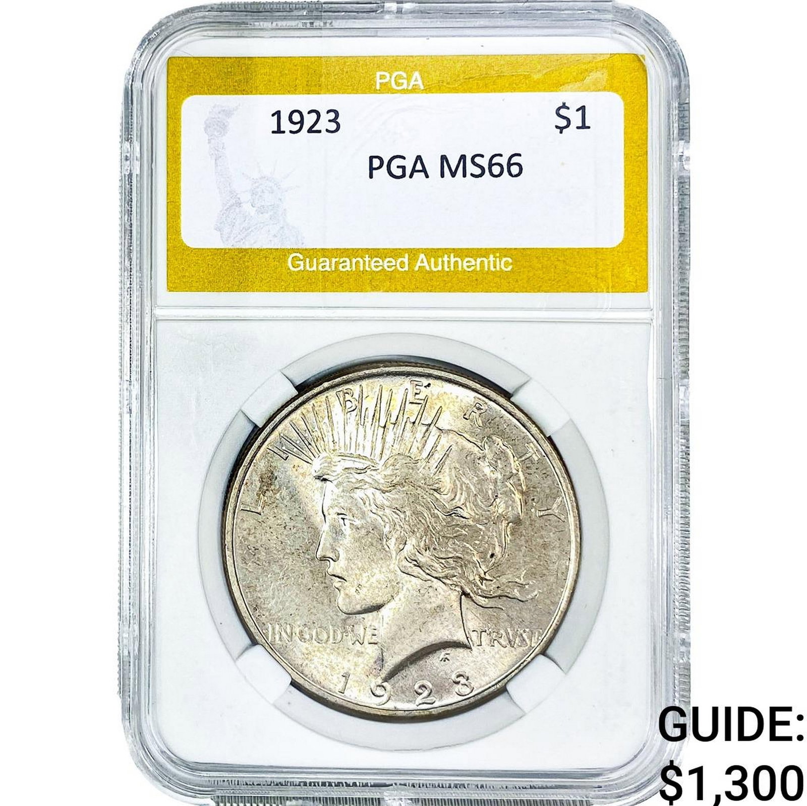 1923 Silver Peace Dollar PGA MS66: 1923 Silver Peace Dollar PGA MS66