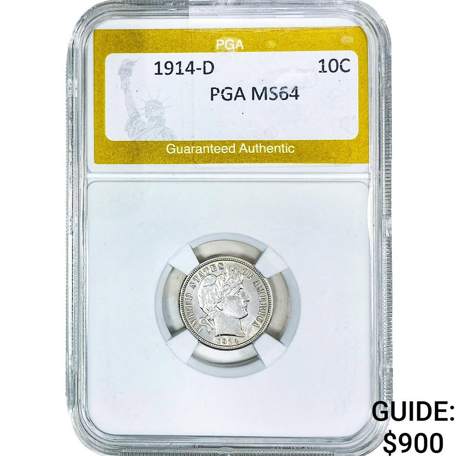 1914-D Barber Dime PGA MS64: 1914-D Barber Dime PGA MS64