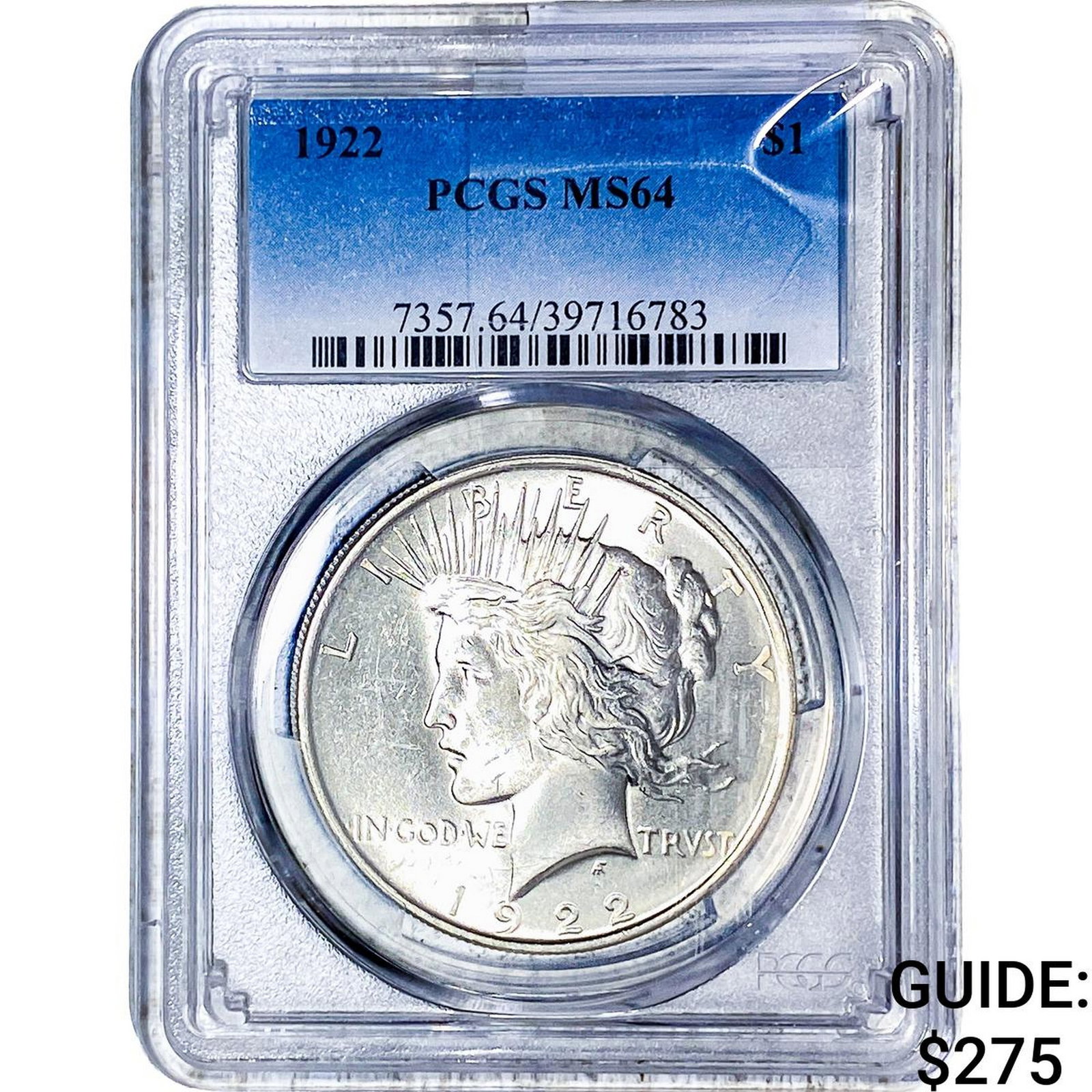 1922 Silver Peace Dollar PCGS MS64: 1922 Silver Peace Dollar PCGS MS64