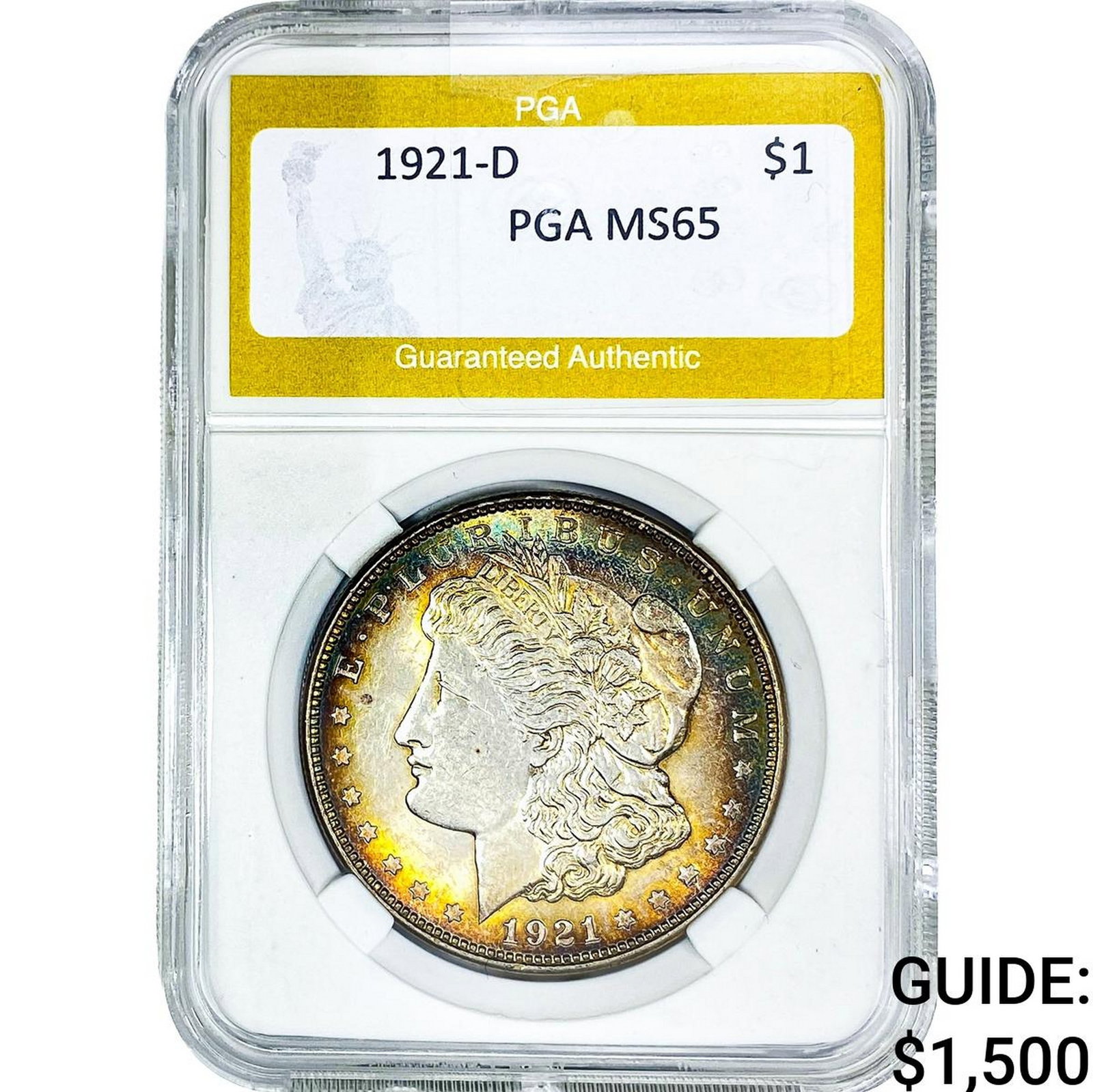 1921-D Morgan Silver Dollar PGA MS65: 1921-D Morgan Silver Dollar PGA MS65