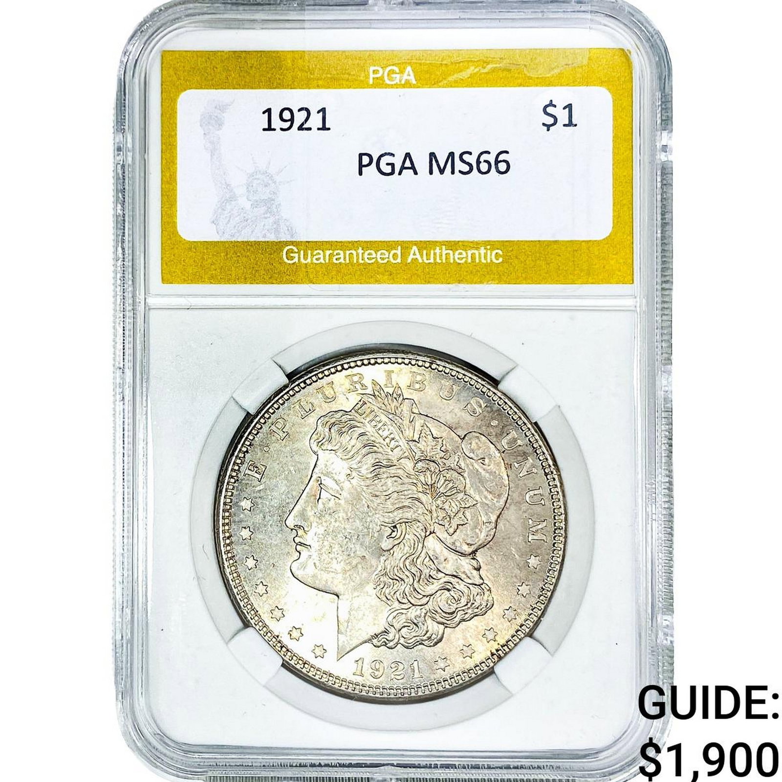 1921 Morgan Silver Dollar PGA MS66: 1921 Morgan Silver Dollar PGA MS66