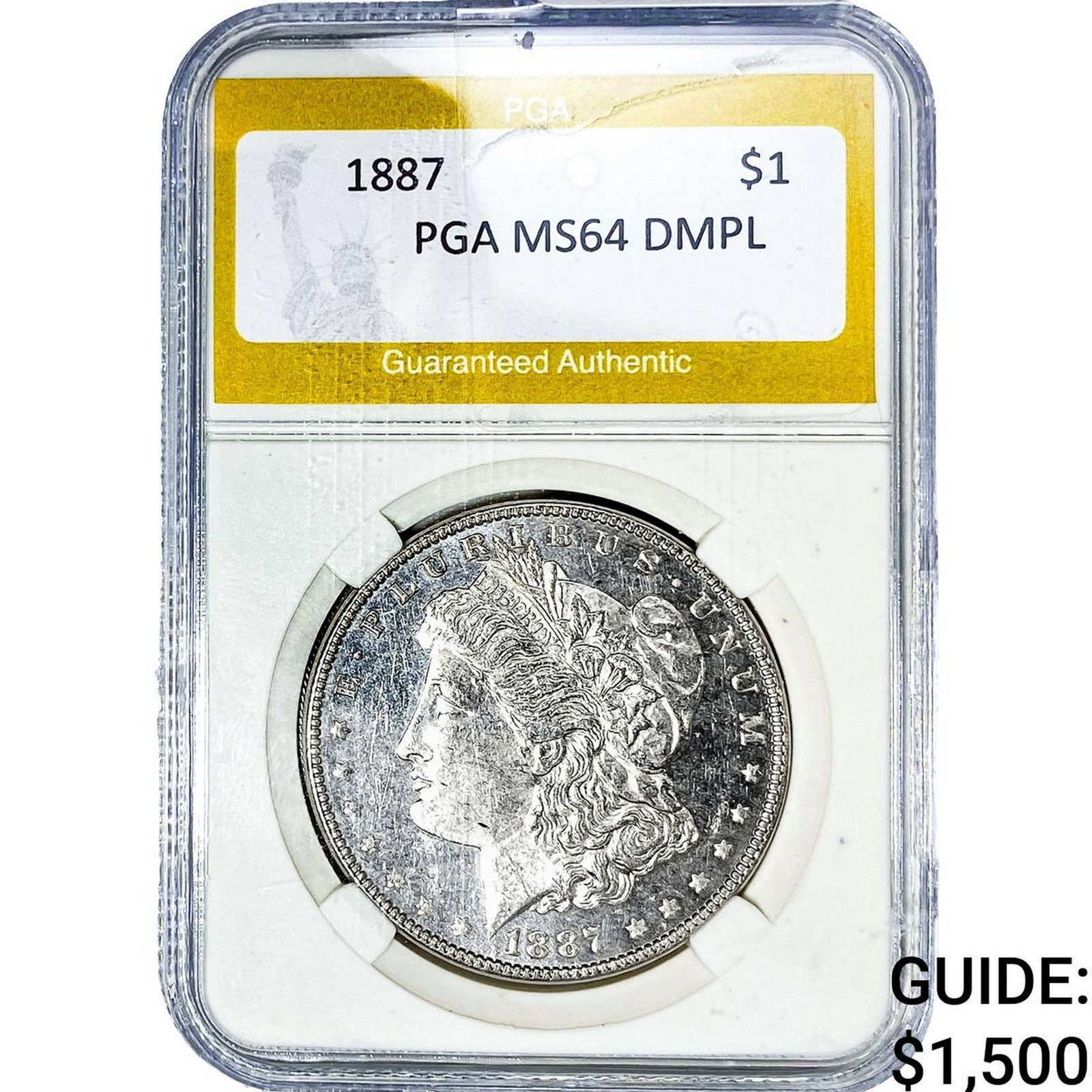 1887 Morgan Silver Dollar PGA MS64 DMPL: 1887 Morgan Silver Dollar PGA MS64 DMPL