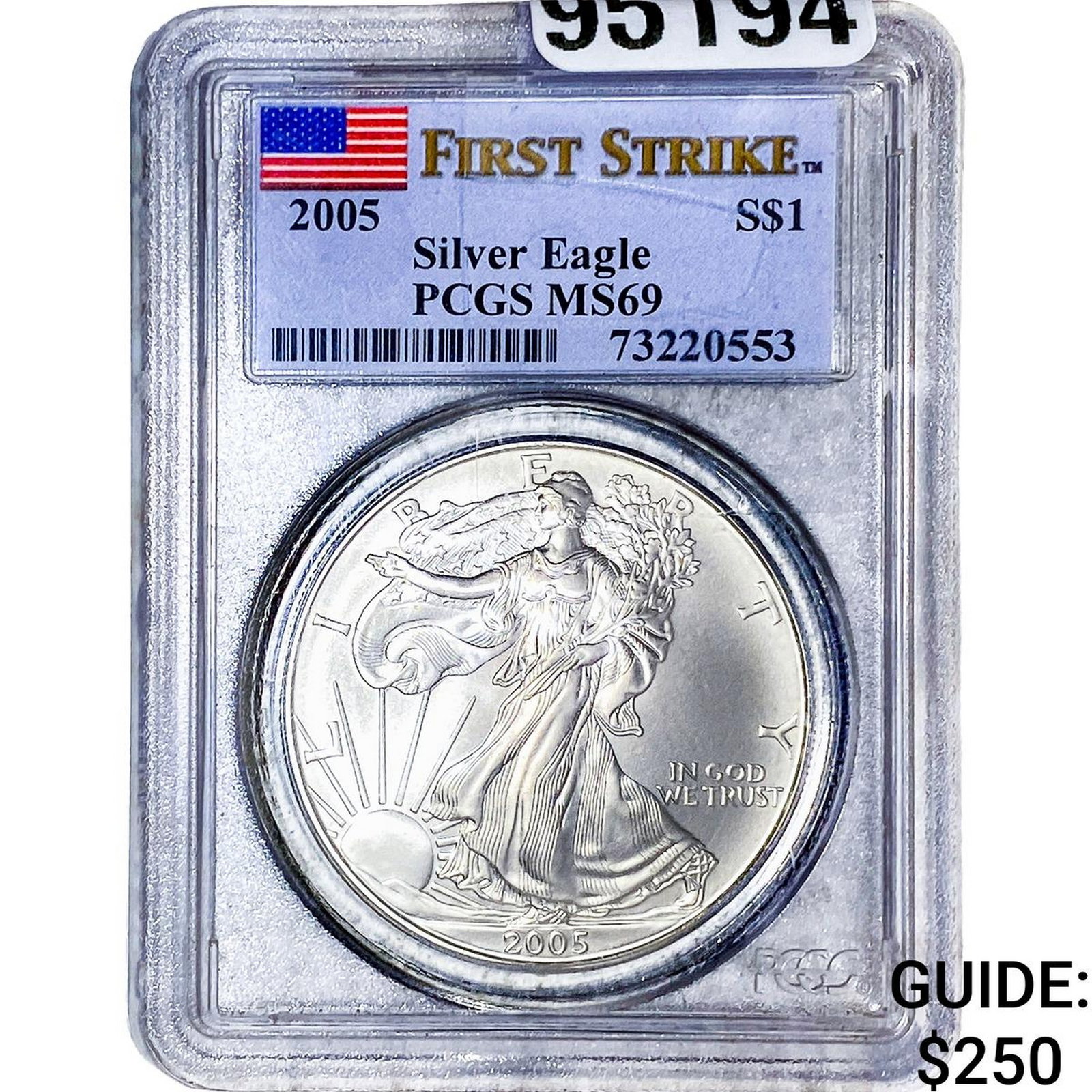 2005 Silver Eagle PCGS MS69: 2005 Silver Eagle PCGS MS69