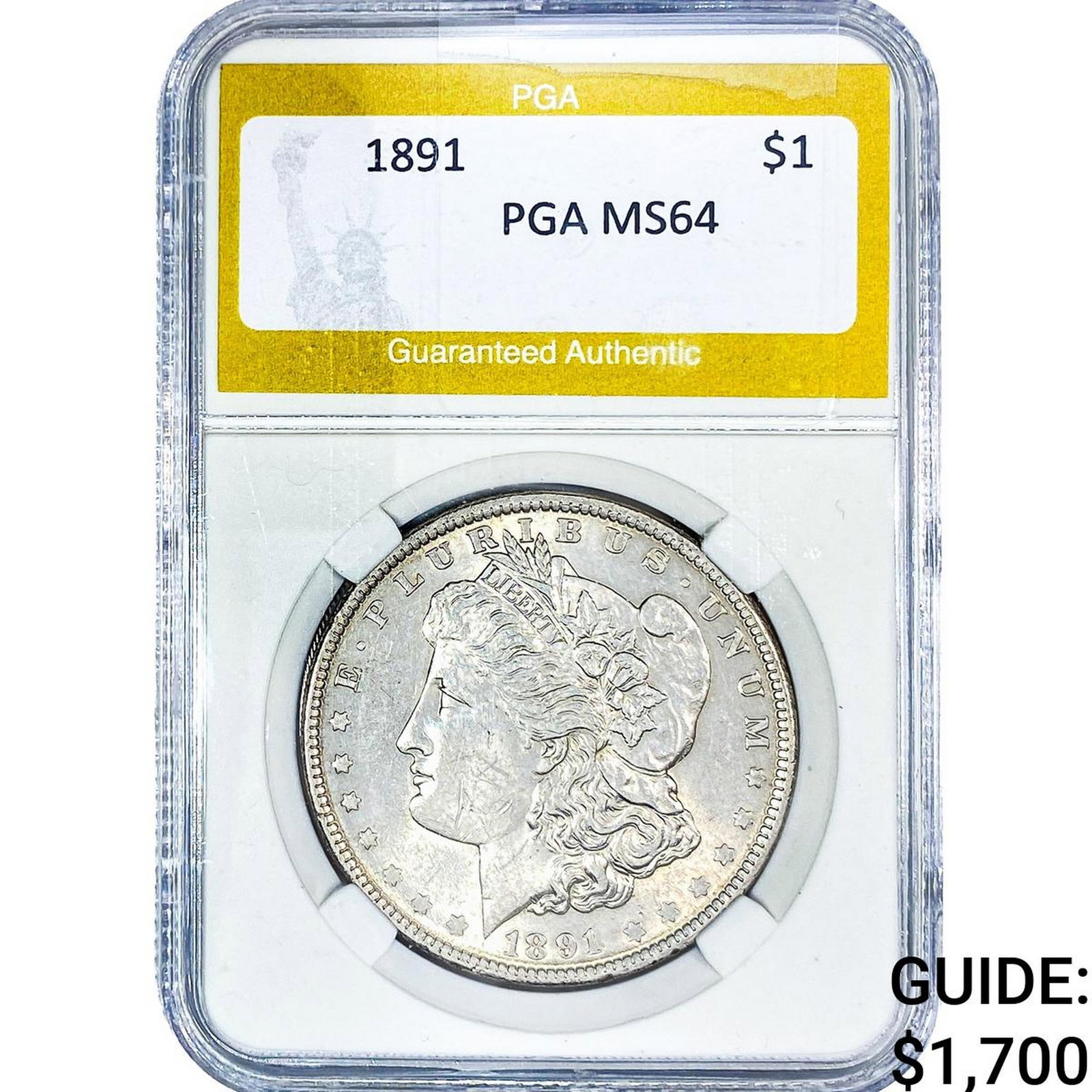 1891 Morgan Silver Dollar PGA MS64: 1891 Morgan Silver Dollar PGA MS64