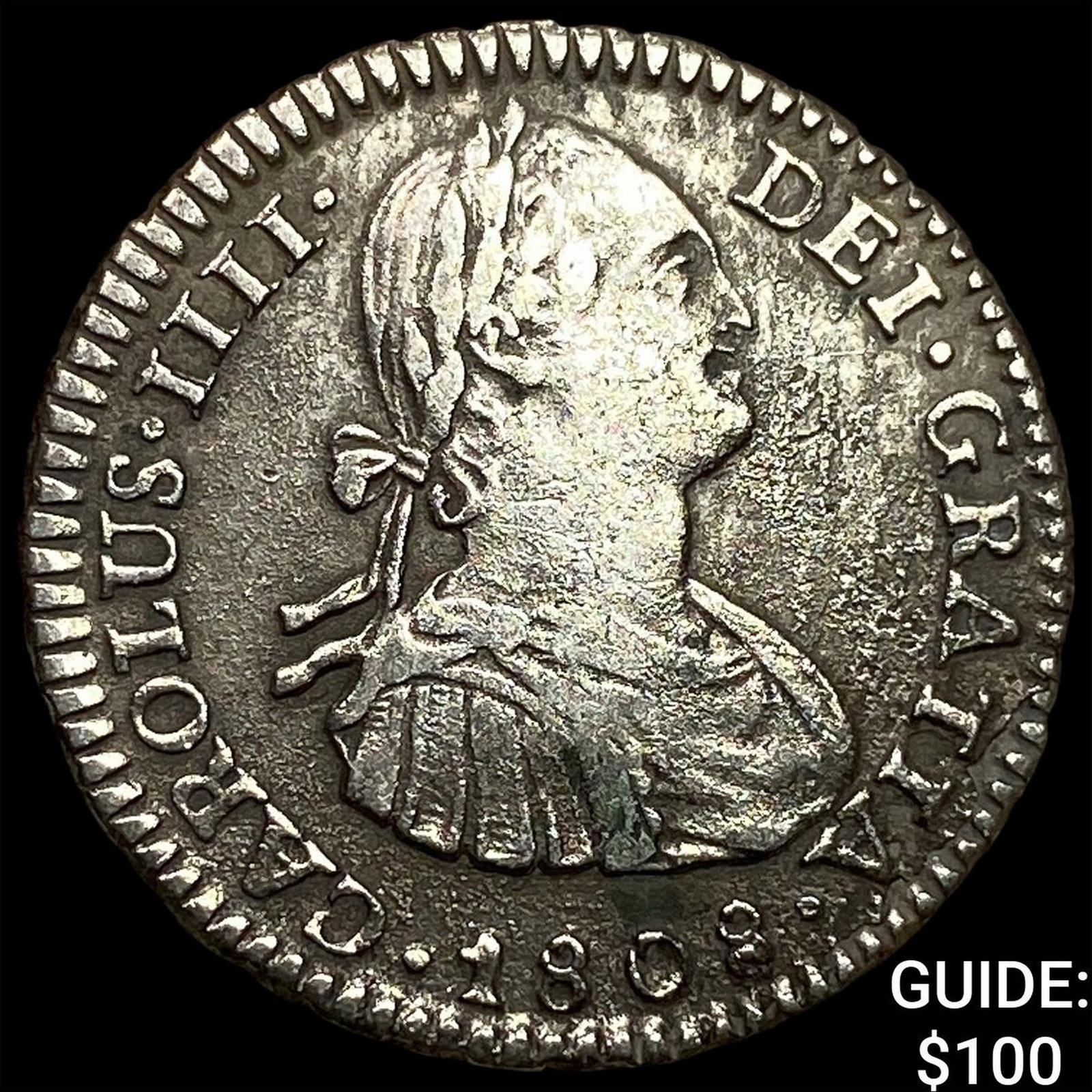 1808 PJ Bolivia Potosi Silver 1 Real: 1808 PJ Bolivia Potosi Silver 1 Real