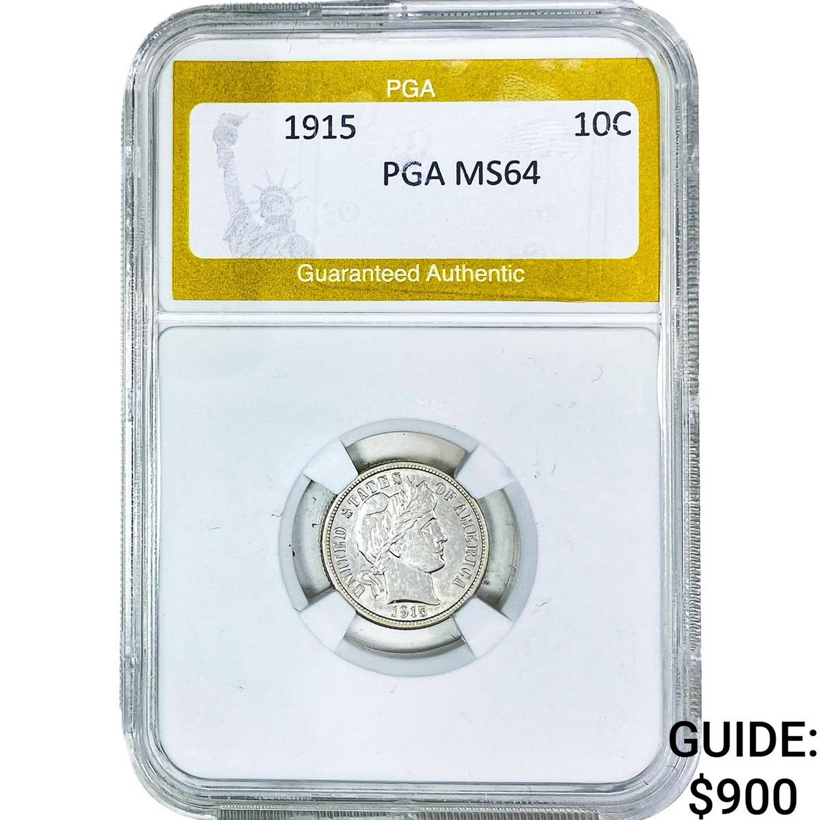 1915 Barber Dime PGA MS64: 1915 Barber Dime PGA MS64