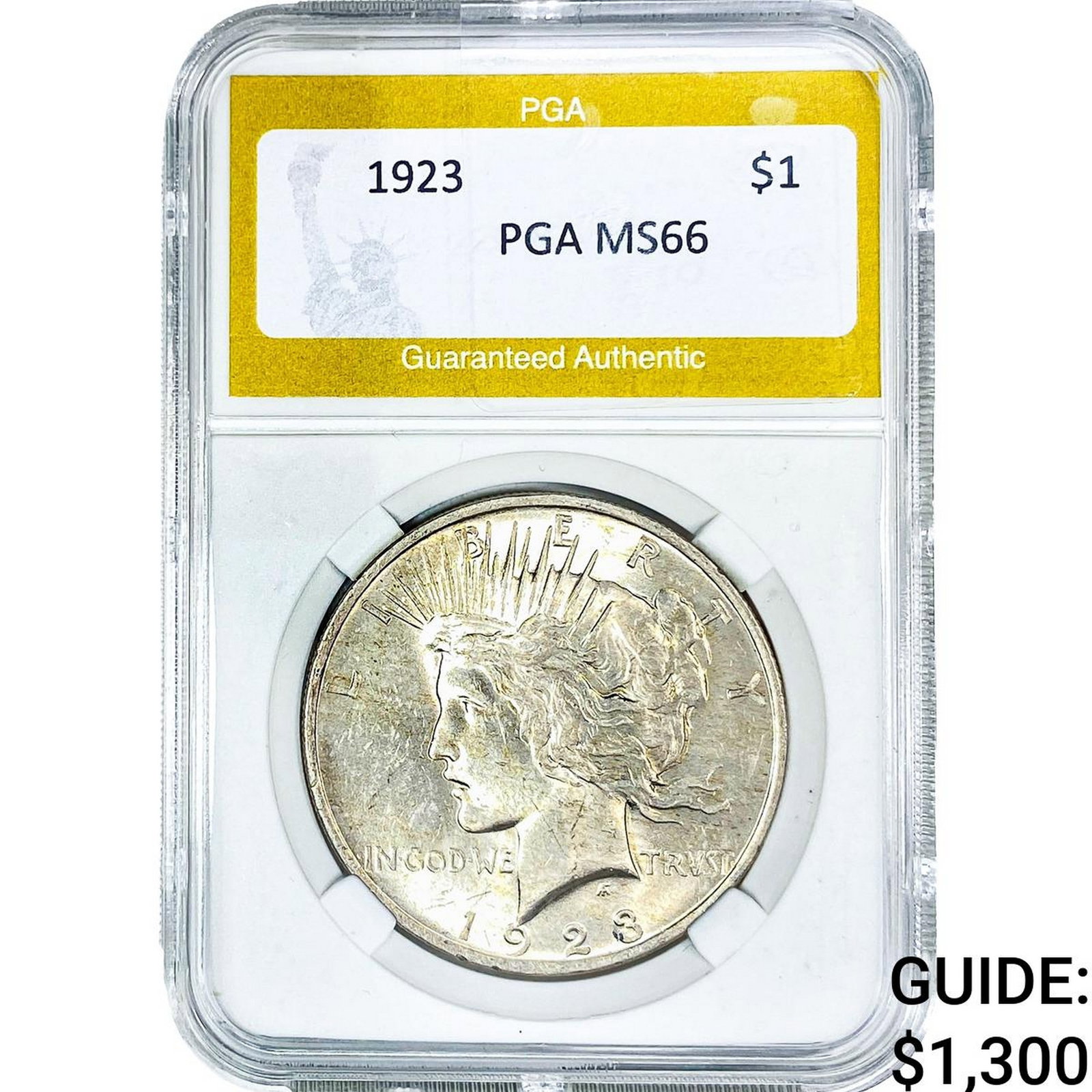 1923 Silver Peace Dollar PGA MS66: 1923 Silver Peace Dollar PGA MS66