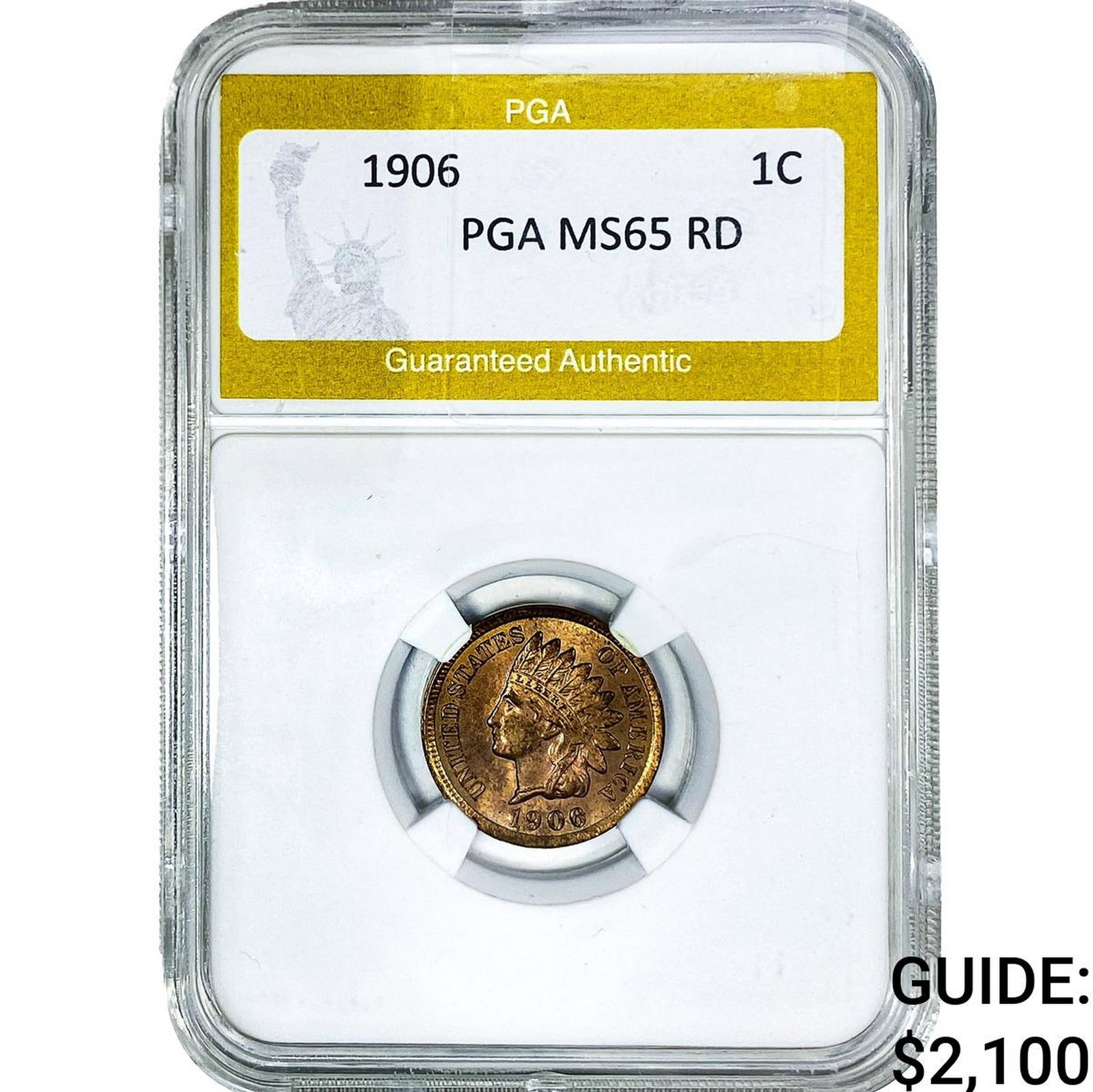 1906 Indian Head Cent PGA MS65 RD: 1906 Indian Head Cent PGA MS65 RD
