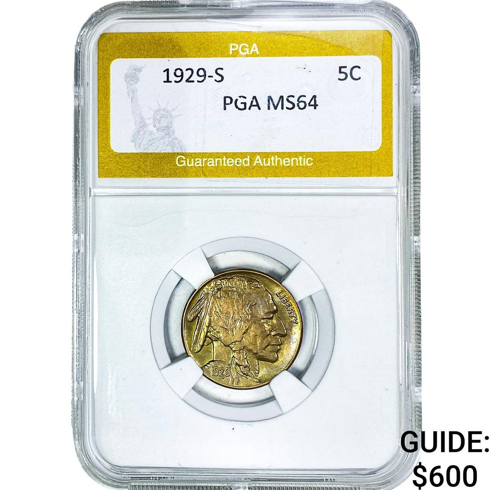 1929-S Buffalo Nickel PGA MS64: 1929-S Buffalo Nickel PGA MS64