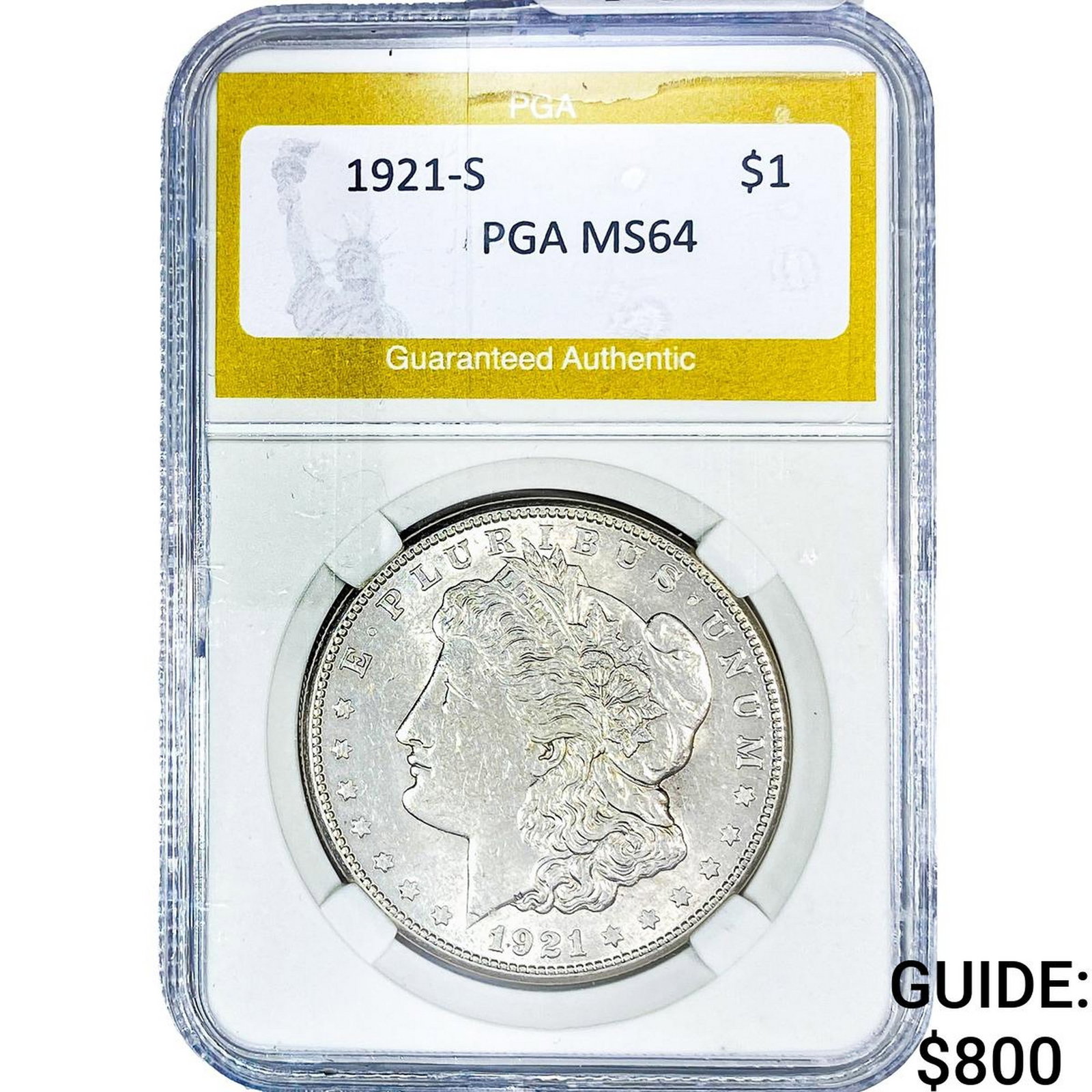 1921-S Morgan Silver Dollar PGA MS64: 1921-S Morgan Silver Dollar PGA MS64