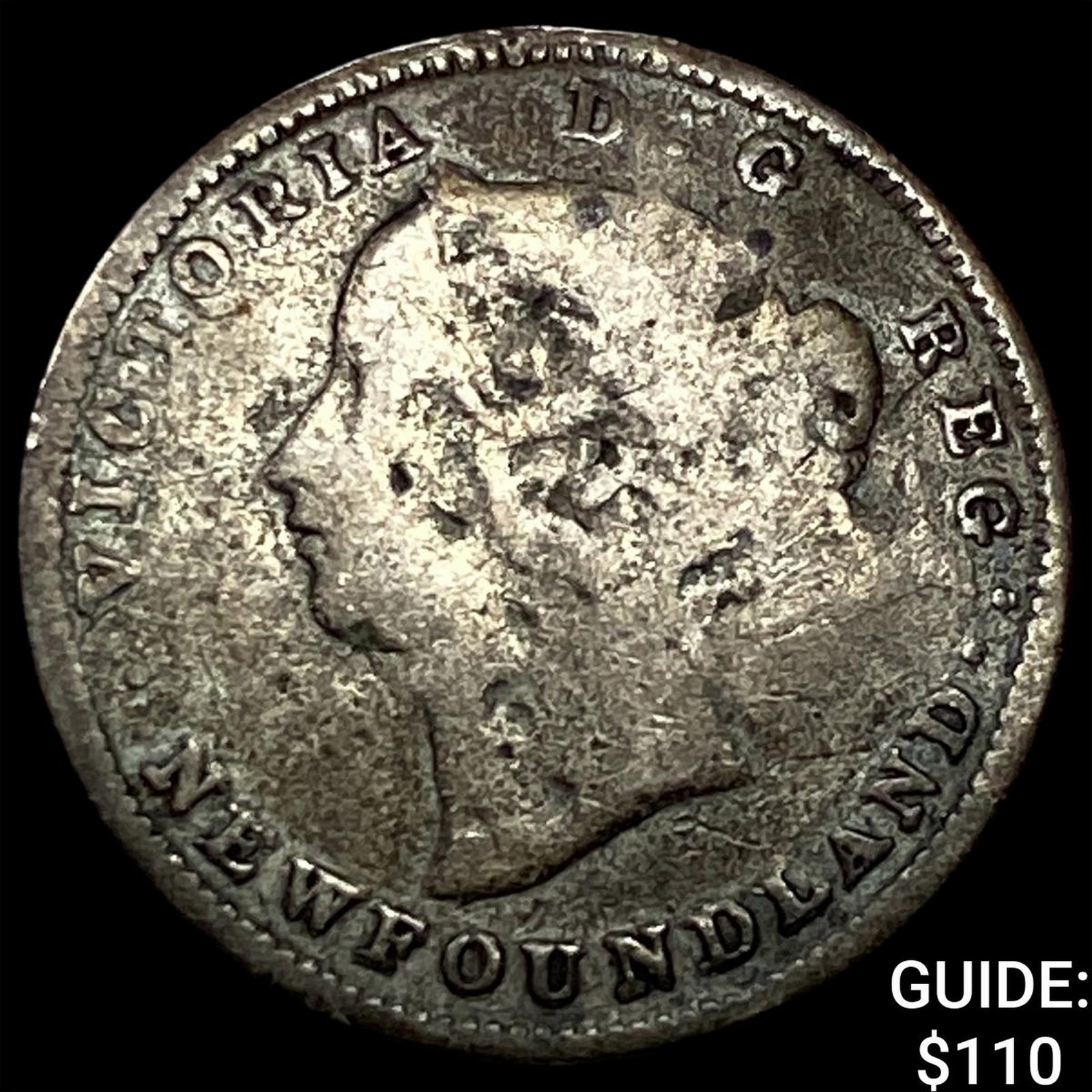 1870 Canada Newfoundland Silver 5 Cents-Key Date: 1870 Canada Newfoundland Silver 5 Cents-Key Date
