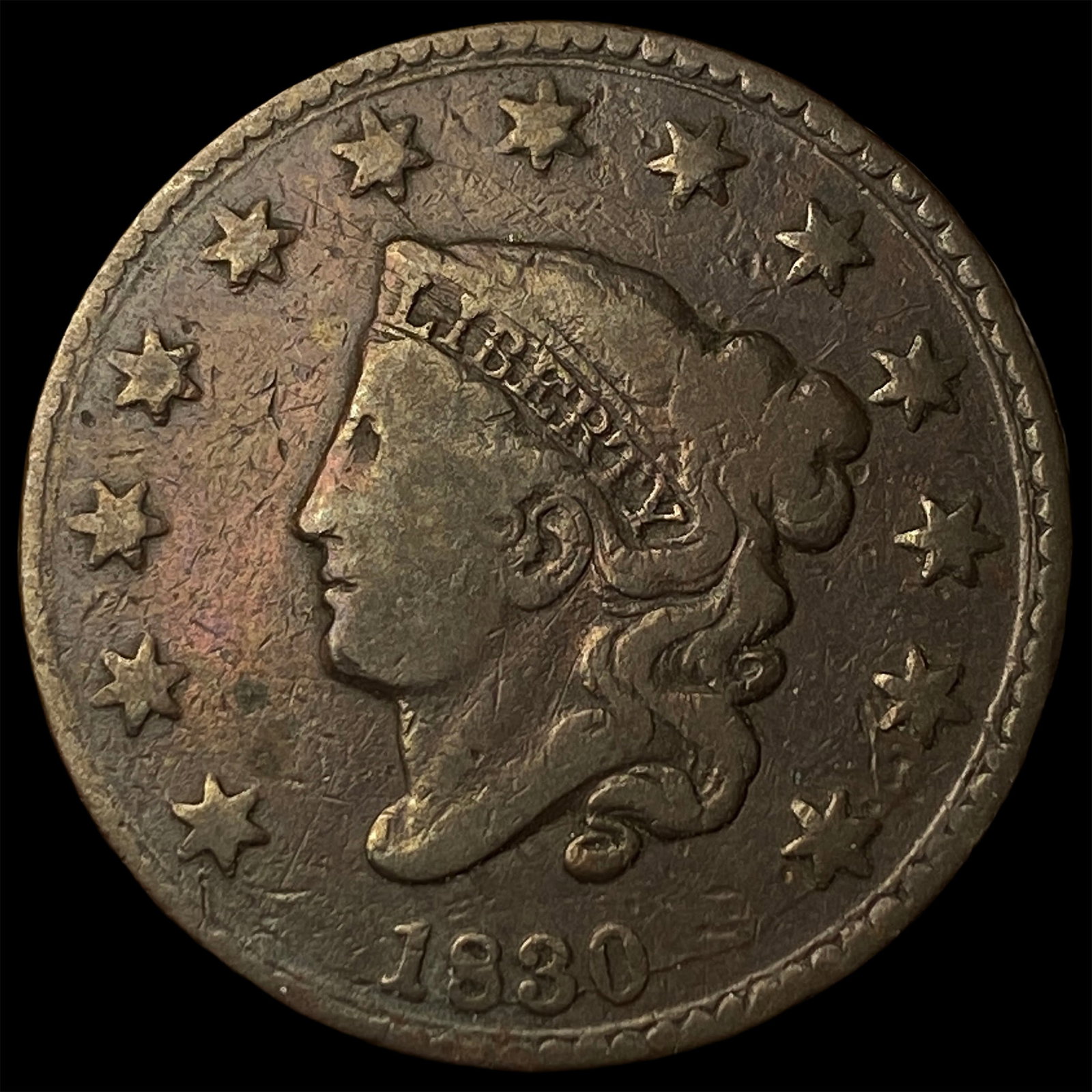 1830 Coronet Head Large Cent NICELY CIRCULATED: 1830 Coronet Head Large Cent NICELY CIRCULATED