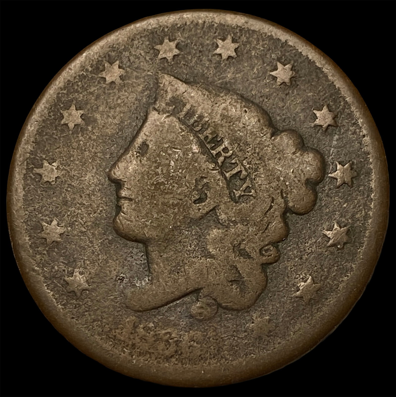 1836 Braided Hair Large Cent NICELY CIRCULATED: 1836 Braided Hair Large Cent NICELY CIRCULATED
