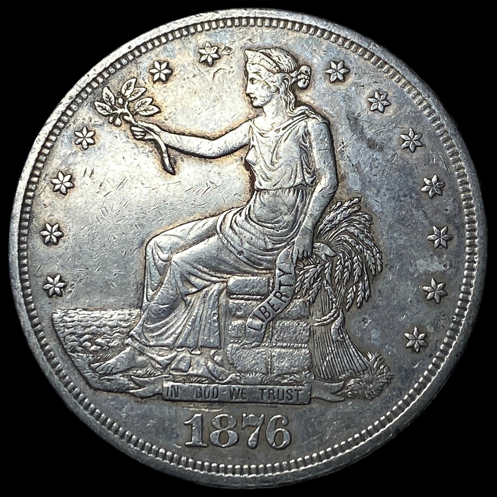 1876 Silver Trade Dollar NEARLY UNCIRCULATED: 1876 Silver Trade Dollar NEARLY UNCIRCULATED