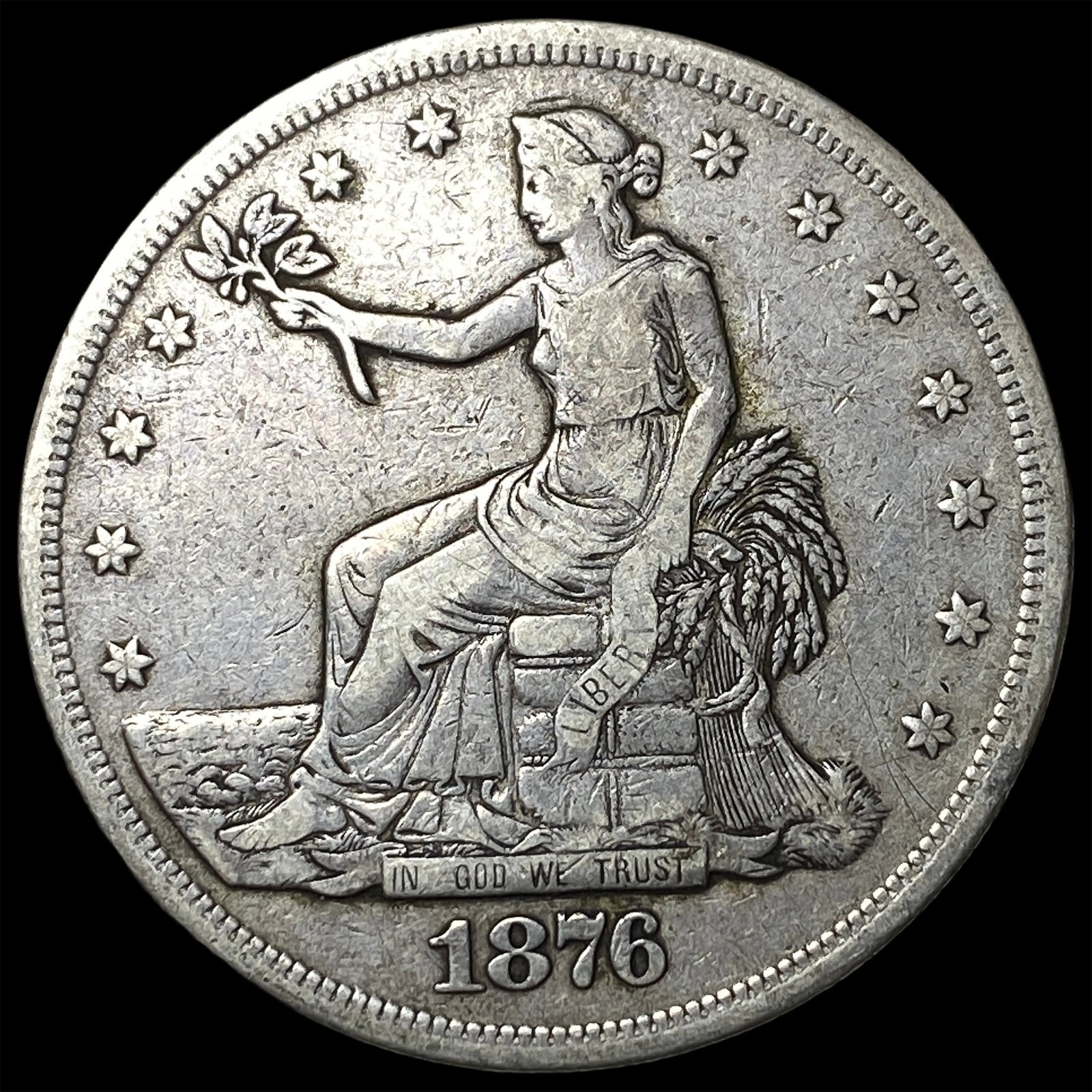 1876 Silver Trade Dollar NEARLY UNCIRCULATED: 1876 Silver Trade Dollar NEARLY UNCIRCULATED