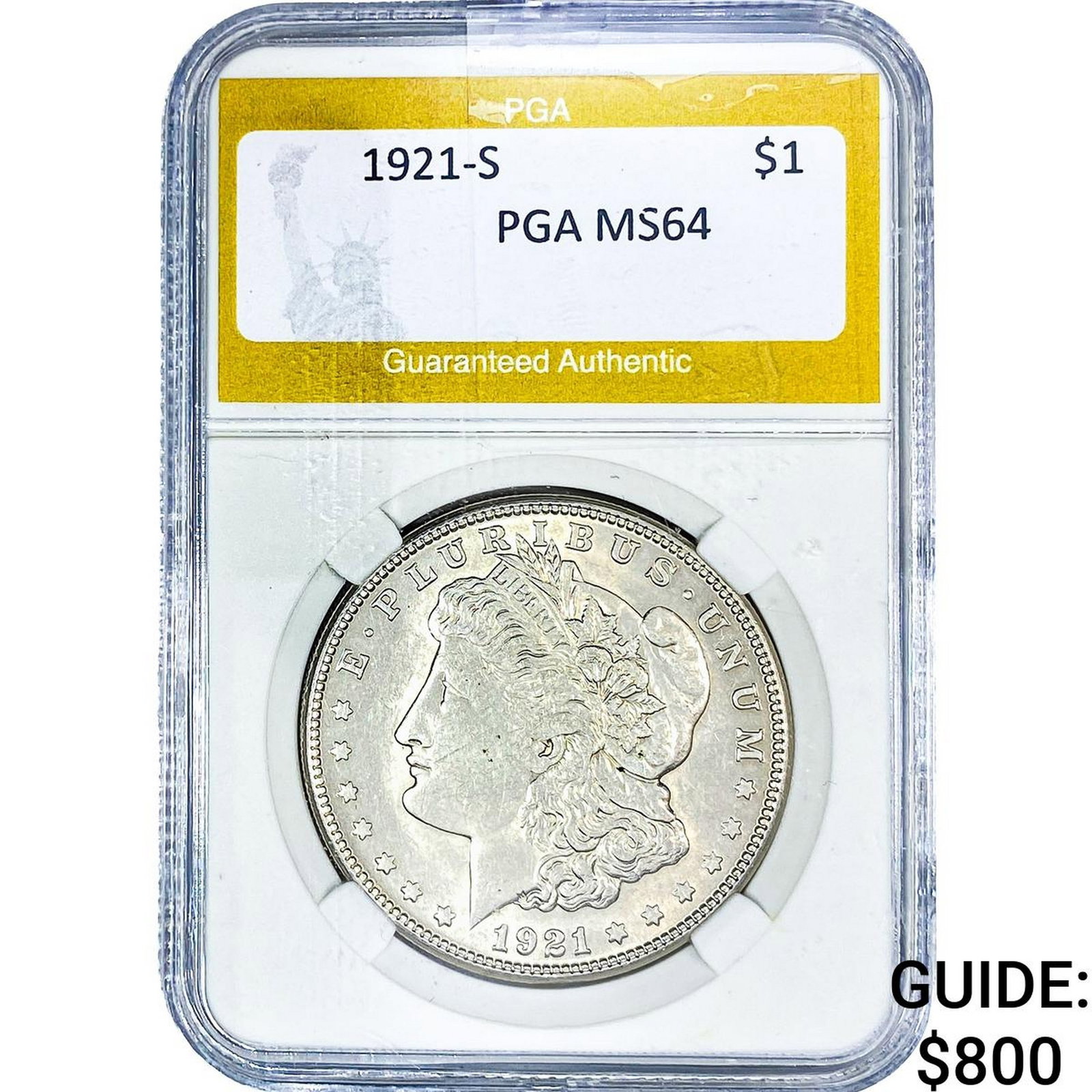 1921-S Morgan Silver Dollar PGA MS64: 1921-S Morgan Silver Dollar PGA MS64