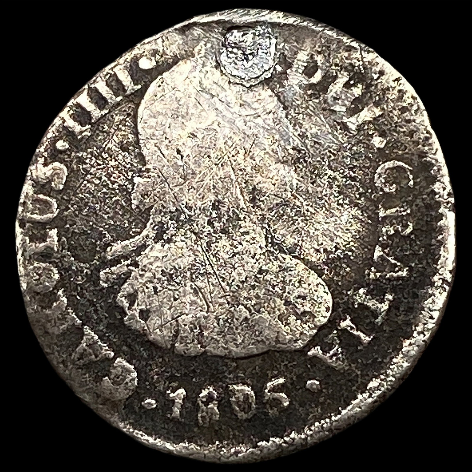 1805 Chile Silver 1/2 Real: 1805 Chile Silver 1/2 Real