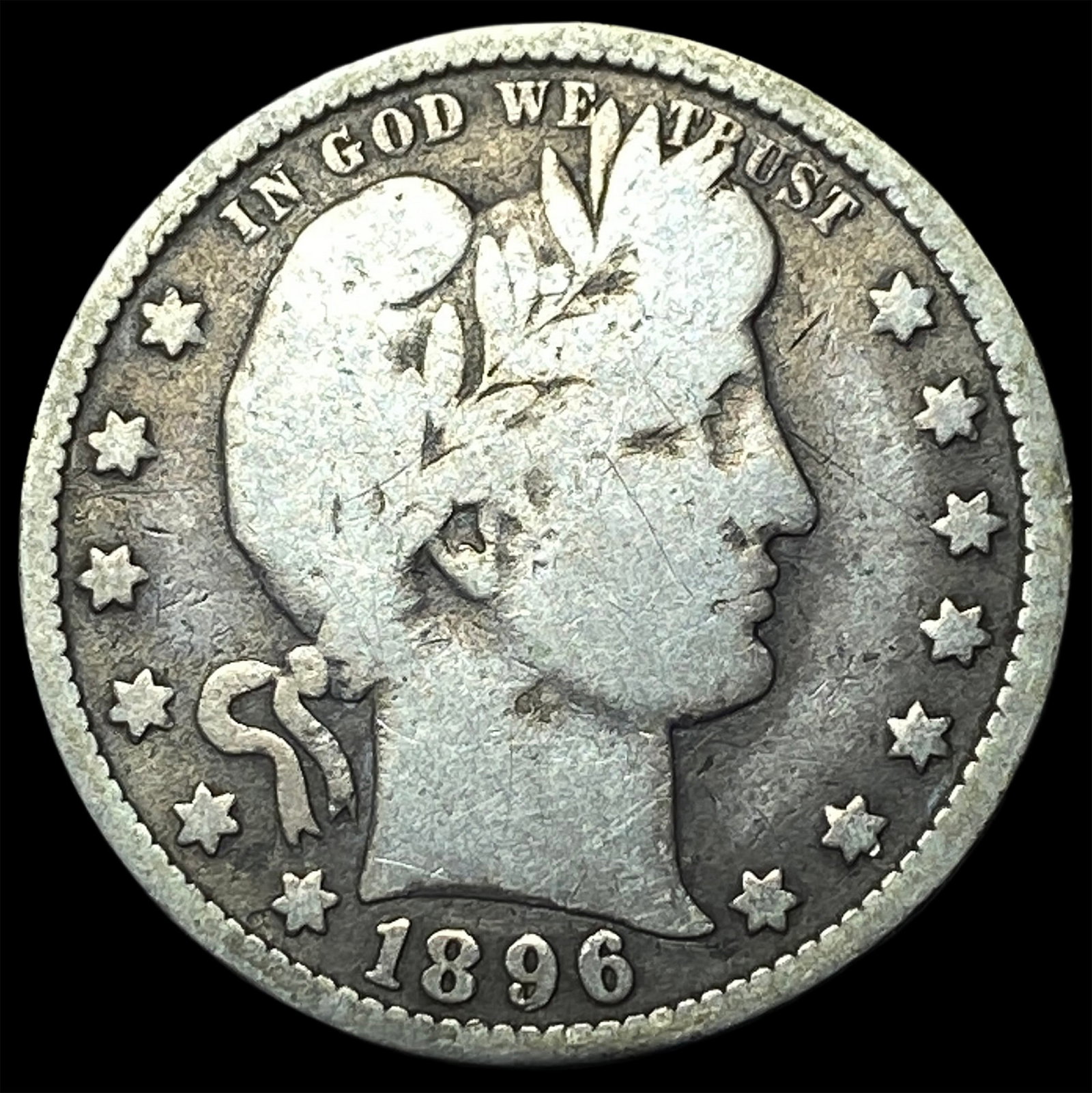 1896-O Silver Barber Quarter NICELY CIRCULATED: 1896-O Silver Barber Quarter NICELY CIRCULATED