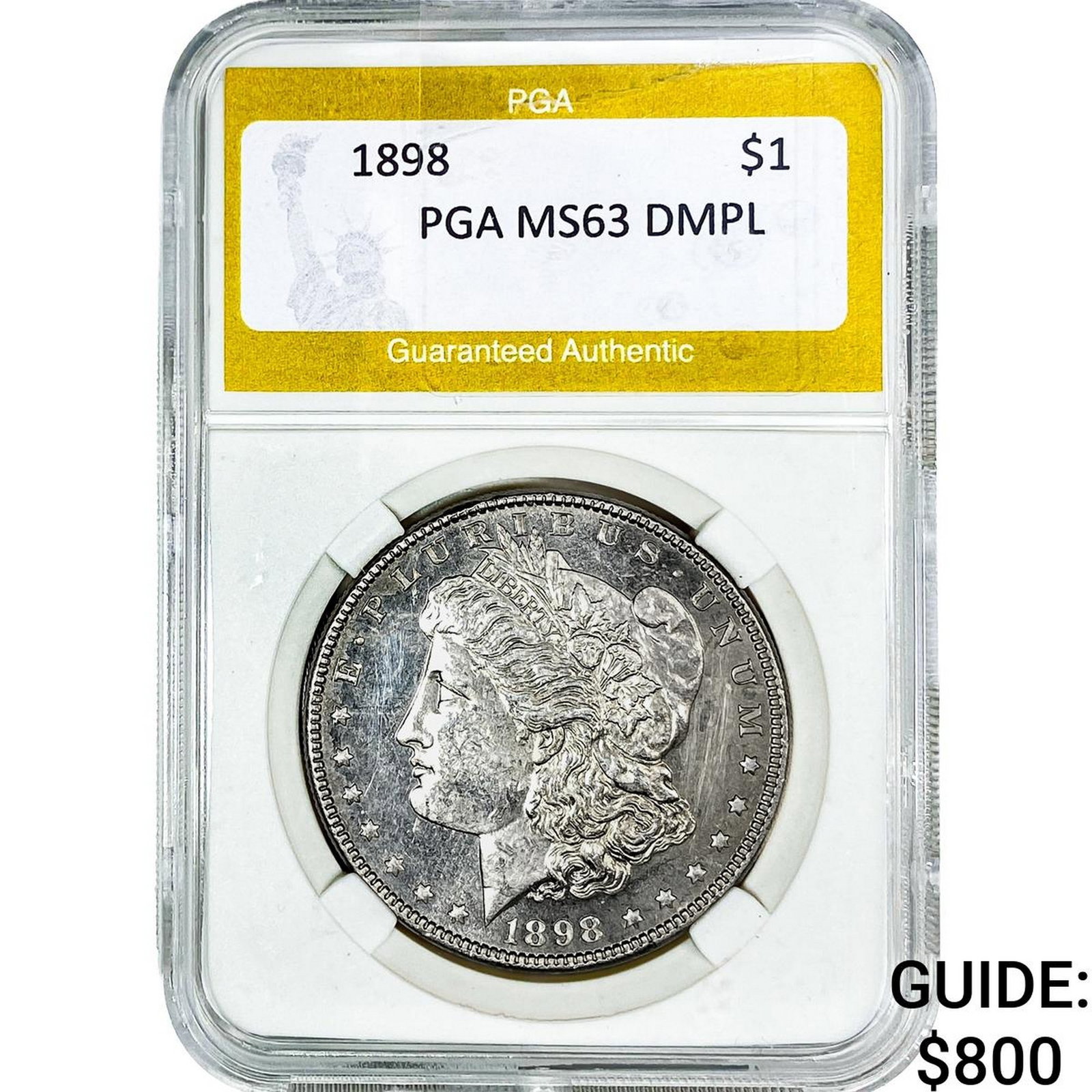 1898 Morgan Silver Dollar PGA MS63 DMPL: 1898 Morgan Silver Dollar PGA MS63 DMPL