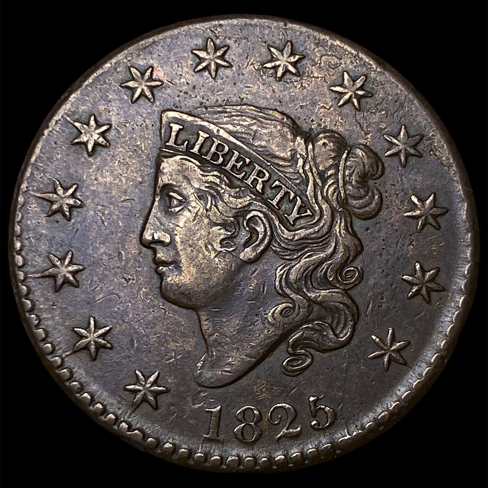 1825 Coronet Head Large Cent NEARLY UNCIRCULATED: 1825 Coronet Head Large Cent NEARLY UNCIRCULATED