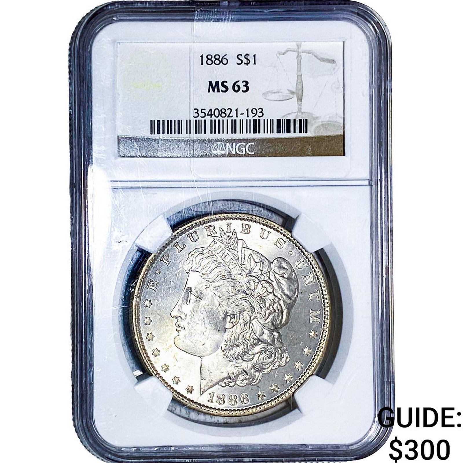 1886 Morgan Silver Dollar NGC MS63: 1886 Morgan Silver Dollar NGC MS63