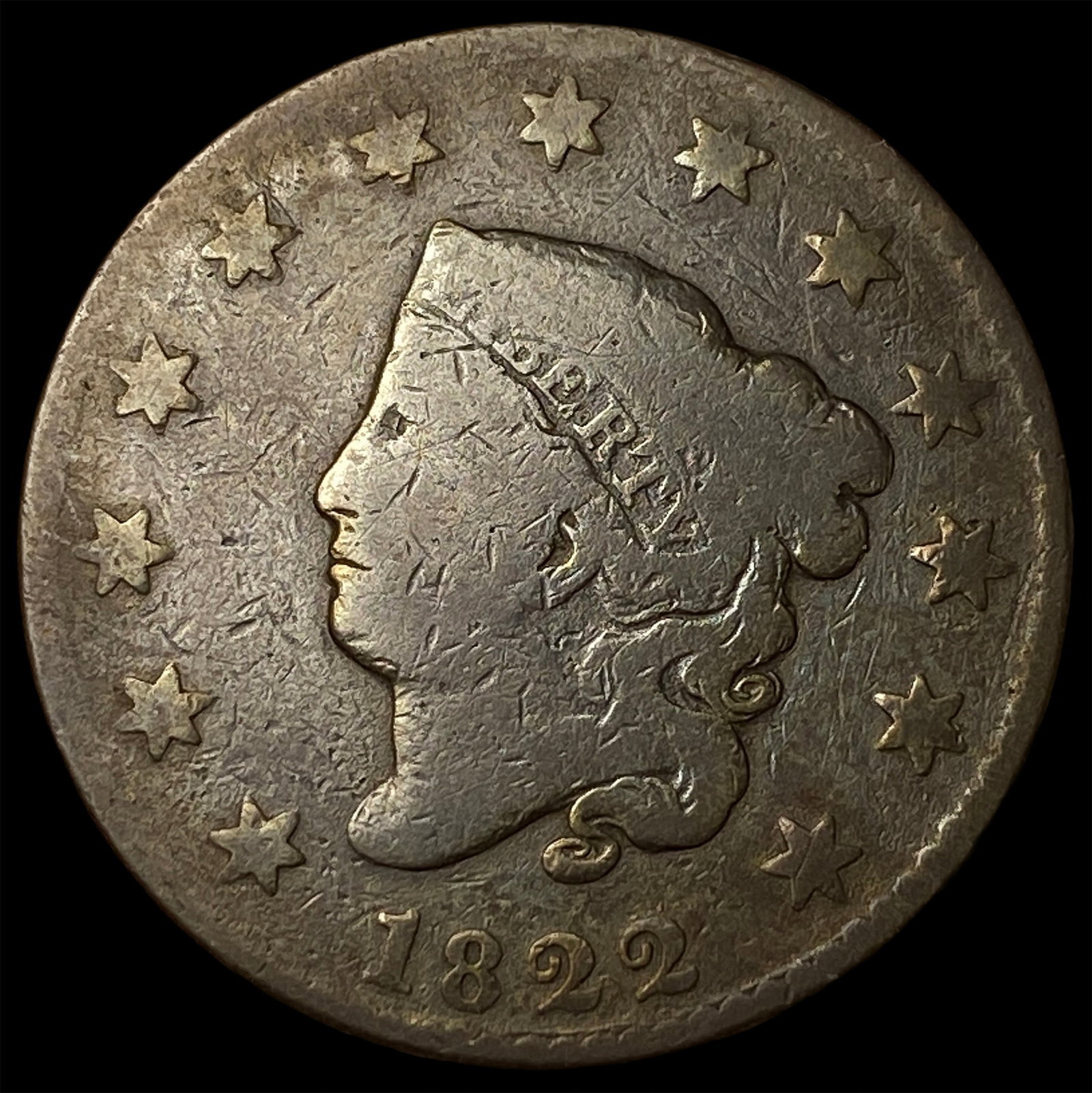 1822 Coronet Head Large Cent NICELY CIRCULATED (1 of 2)
